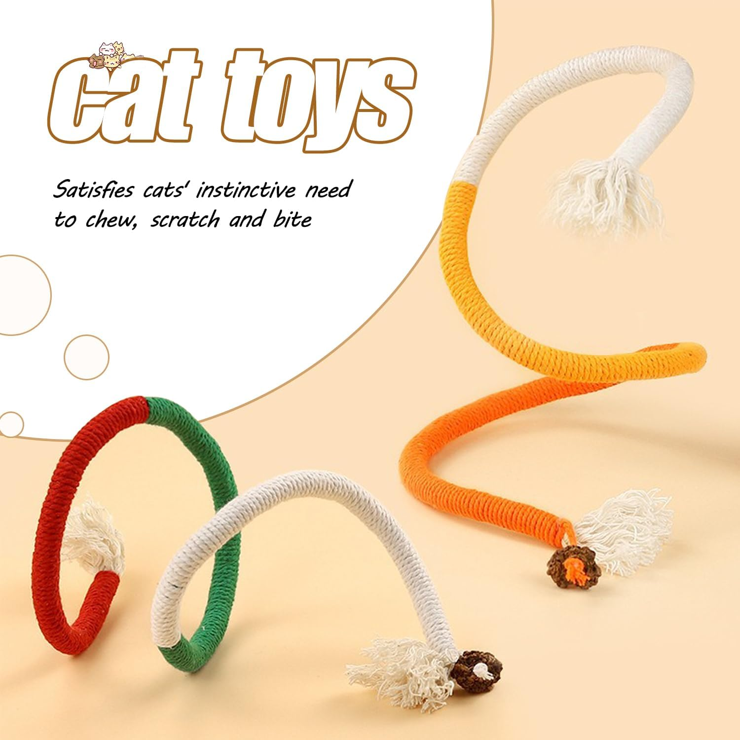 SUOXU Catnip Toy Chewing Cotton Rope, Interactive Cat Toy for Indoor, Filled with Natural Catnip, Used for Cats Dental Care against Bad Odor, 1 Cat Toy (Orange) image number 4