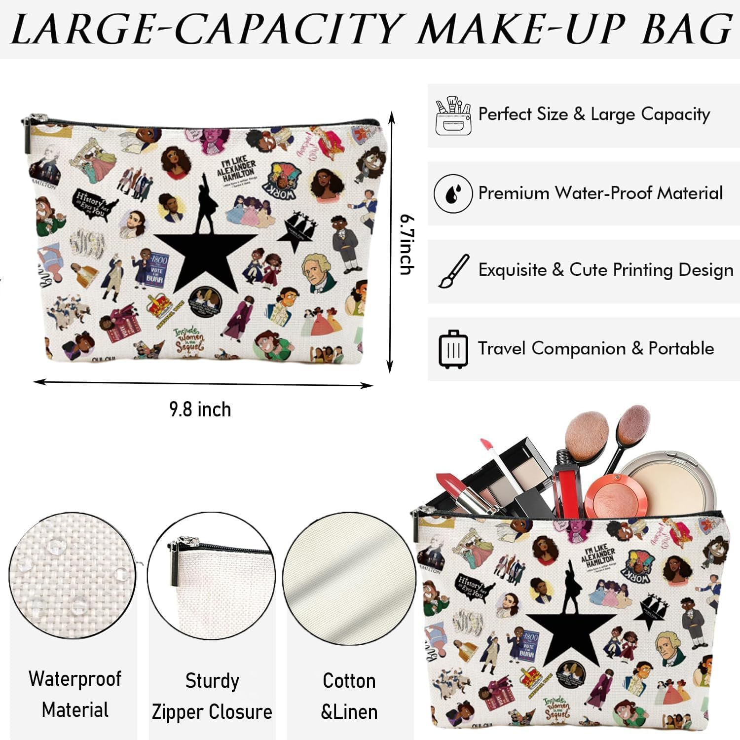 Qualitylife Horror Musical Makeup Bag, White image number 2
