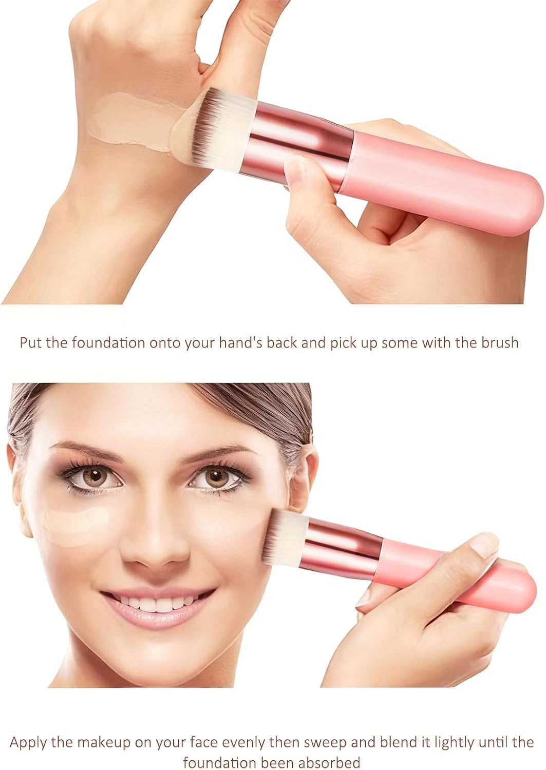 BGENHPON Makeup Brushes Foundation - Synthetic Kabuki Professional Brush for Liquid Cream Powder Mineral Buffing Stippling and Blending Face Makeup Tools image number 3