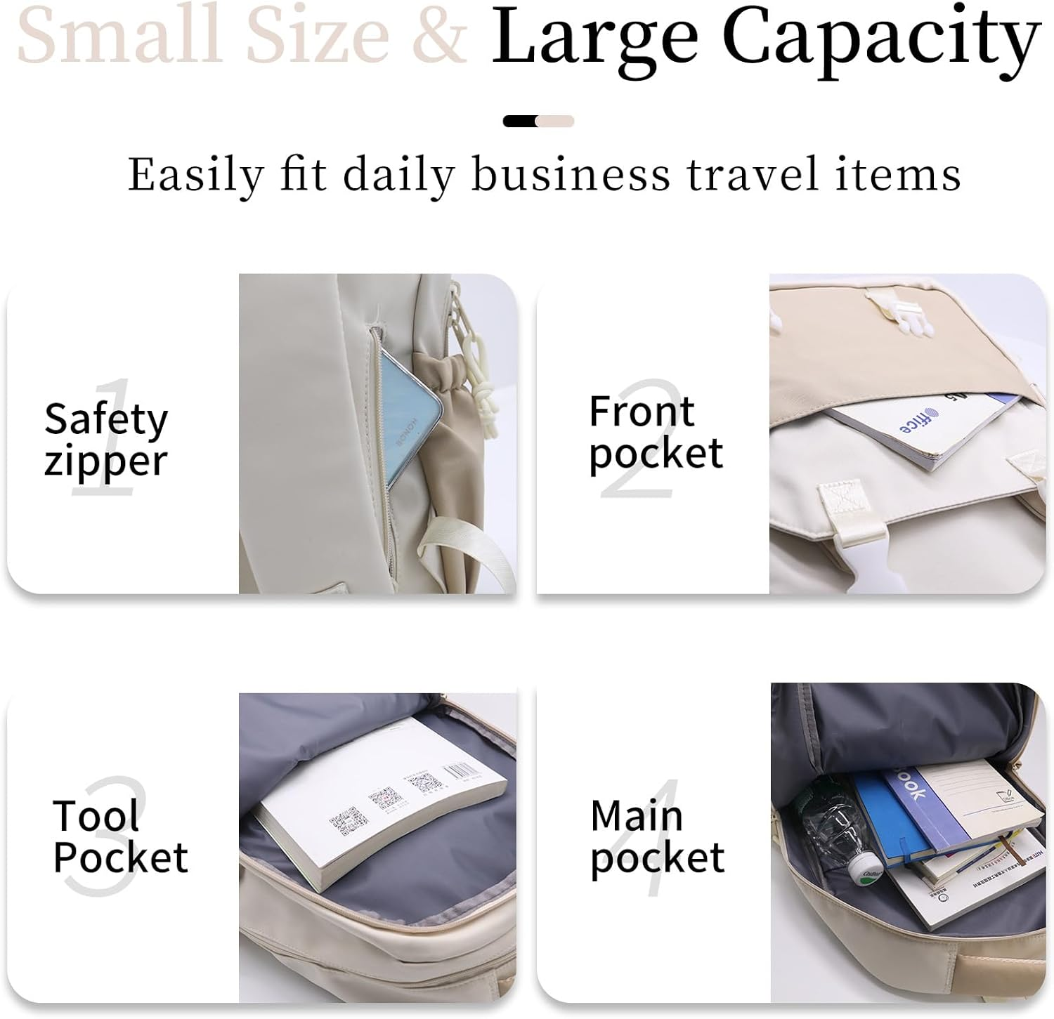 EIOYUMY Breathable Comfortable School Backpack, Cute Fashionable College Backpacks, Lightweight Large Capacity Multi-Pockets