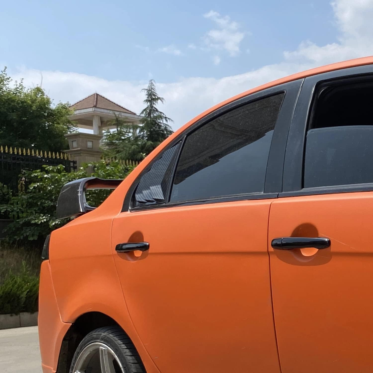 Autophoton for Mitsubishi Lancer 2008-2017 Carbon Fiber Black Rear Window Shutter Cover Trim 2Pcs Car Accessories image number 5