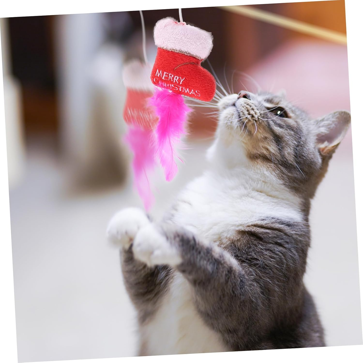 BUGUUYO 1Set Creative Christmas Themed Cat Teaser Toy Interactive Kitten Unique Design for Indoor Cats Relieves Stress and Encourages Playfulness image number 5
