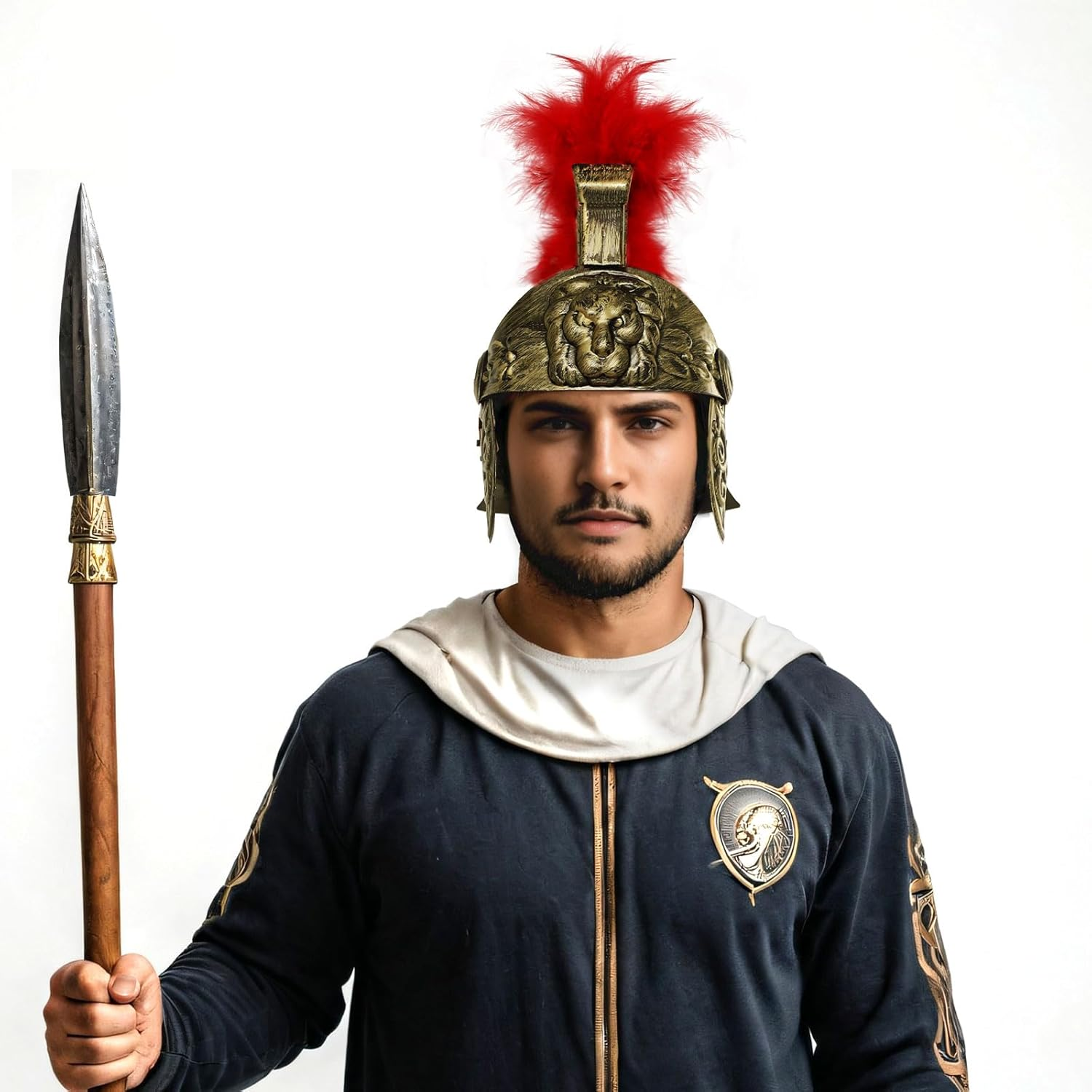 Medieval Roman Knight Helmet,Plastic Greek Spartan Gladiator Helmet Medieval Costume Accessories,Halloween Cosplay Hat image number 4