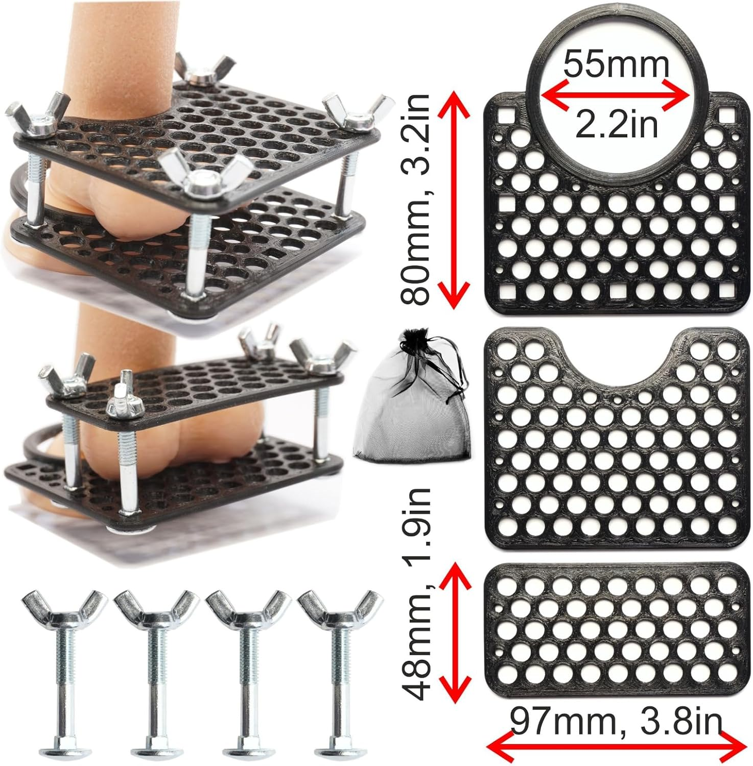 Testicle Crusher CBT BDSM, Clamping Plates Crusher Set Erection Cage Testicle Scrotum Harness, German European Design by Nova Lux image number 1
