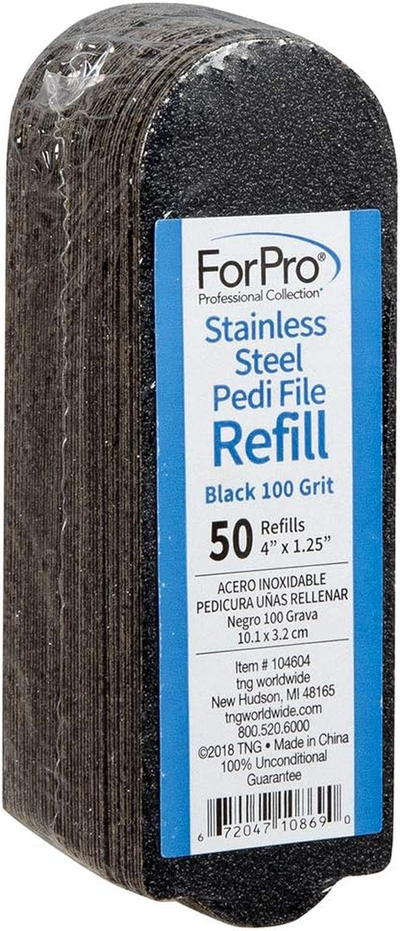 Forpro Professional Collection Stainless Steel Pedi File Refill, 100 Grit, Black, Ez-Strip Peel Pedicure Refill Pads, 1.25 W X 4 L, 50-Count image number 5