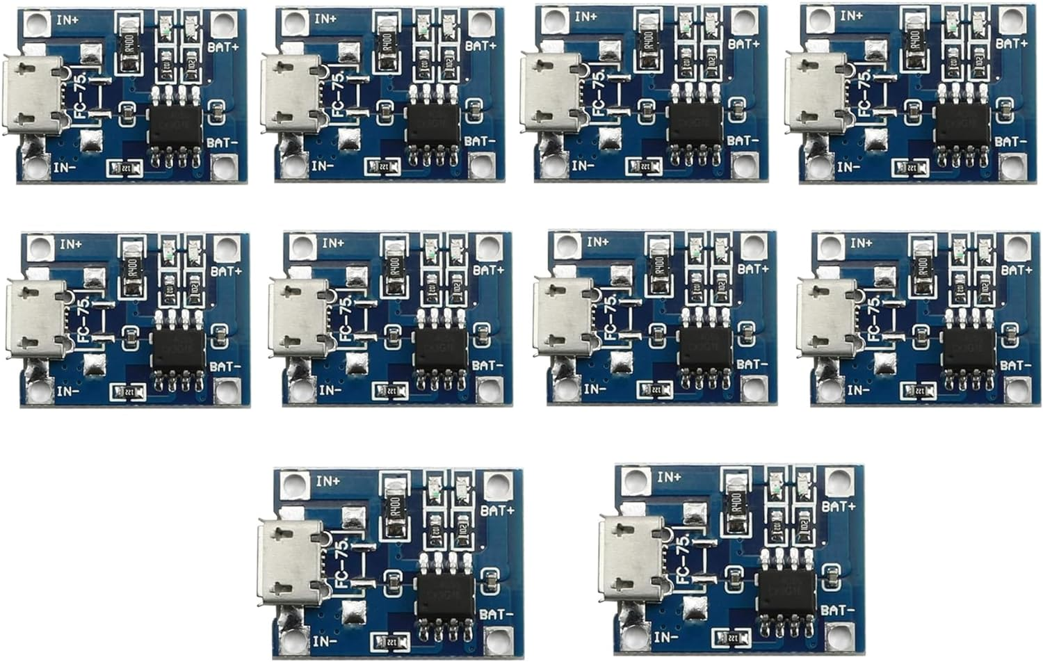 DIGISHUO 10Pcs 5V 1A 18650 Lithium Battery Charging Board | TP4056 Lithium Battery Charging Board | Micro USB Charge Module image number 5