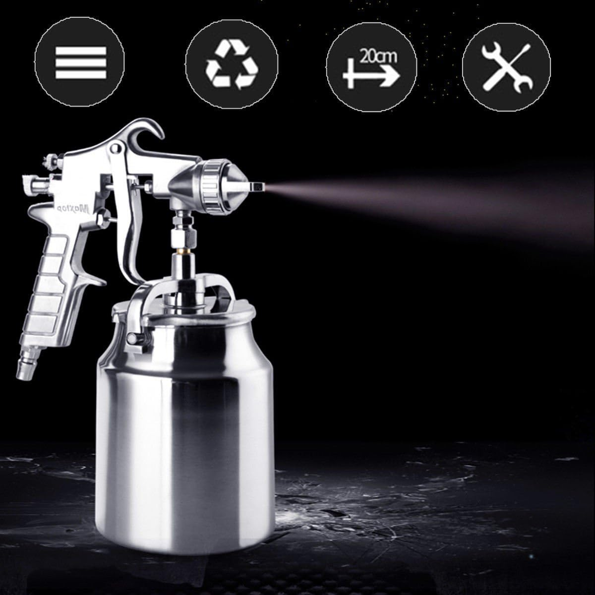 NUZAMAS Suction Feed Air Spray Paint Gun 2.0Mm Stainless Nozzle 1000Ml Capacity Airbrush Painting Tool for Car Furniture Painting Hand Held Paint Sprayer