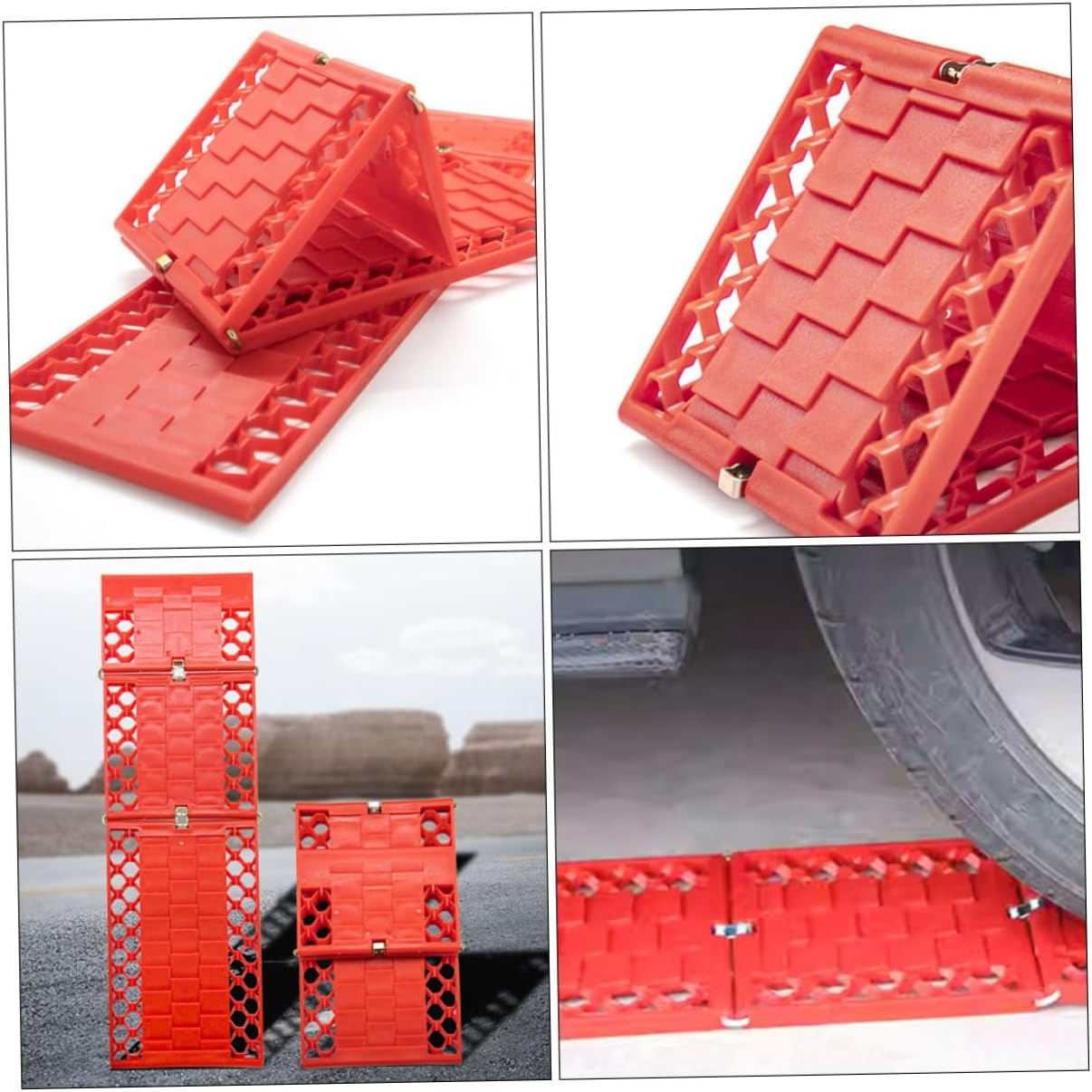 Foldable 2Pcs Car Traction Boards Set for Off-Road Recovery, Mud and Snow Anti-Slip Escape Mats, Portable Vehicle Emergency Rescue Accessories image number 3