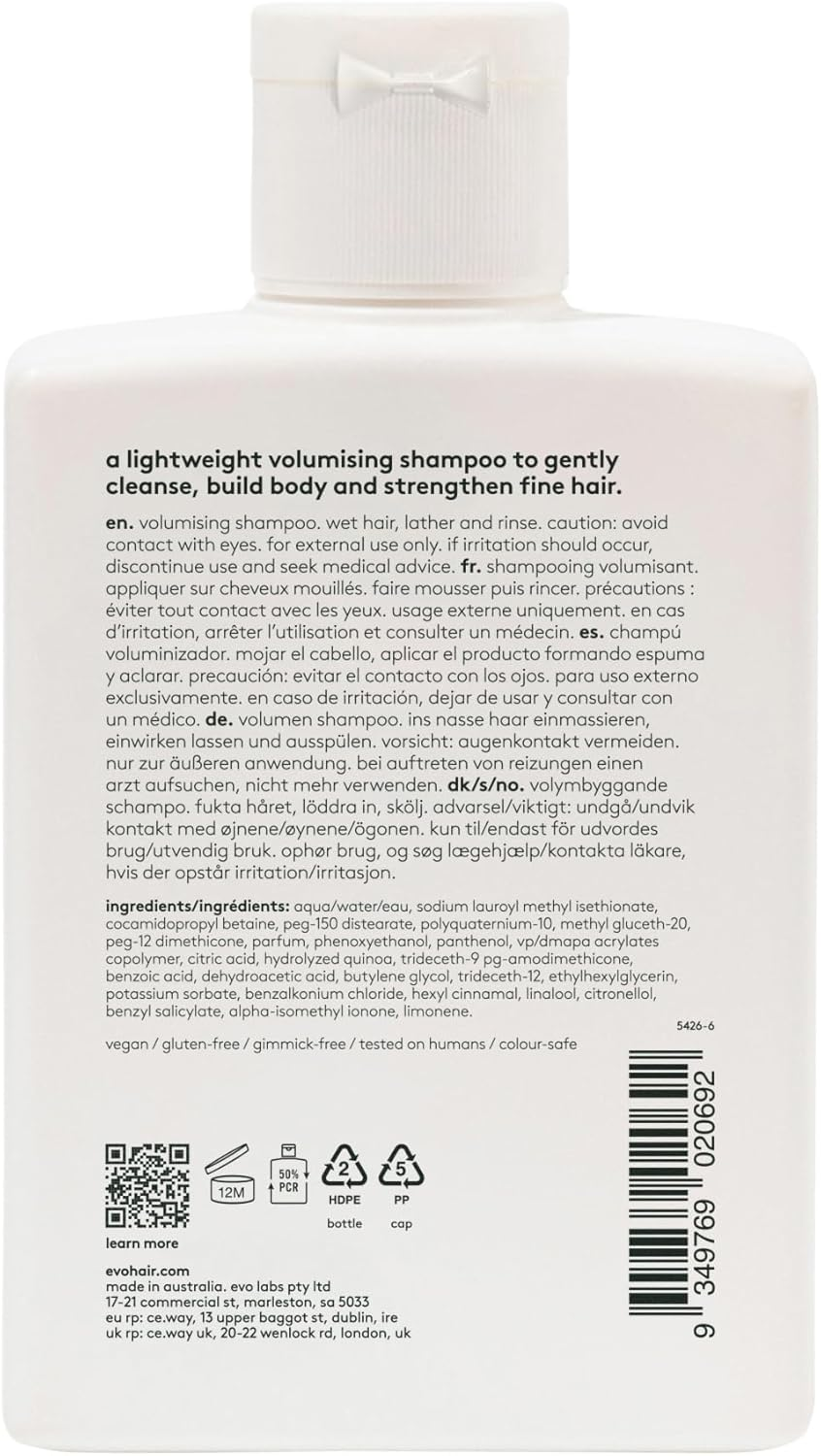 Evo Gluttony Volumising Shampoo & Conditioner - for All Types of Hair - Adds Lift, Body Shine, Strength & Elasticity - 10.1 Fl Oz