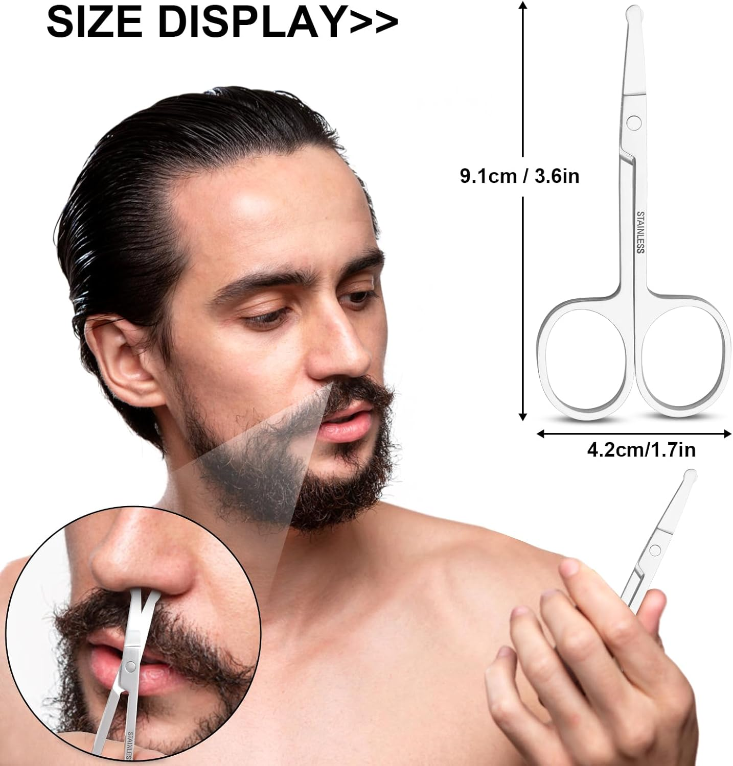 FEITA Mini Nose Hair round Tip Scissors, Men'S Grooming Scissors All Purpose Facial Safety Scissors Cute for Woman Eyebrow, Lash, Mustache, Pubic Hair