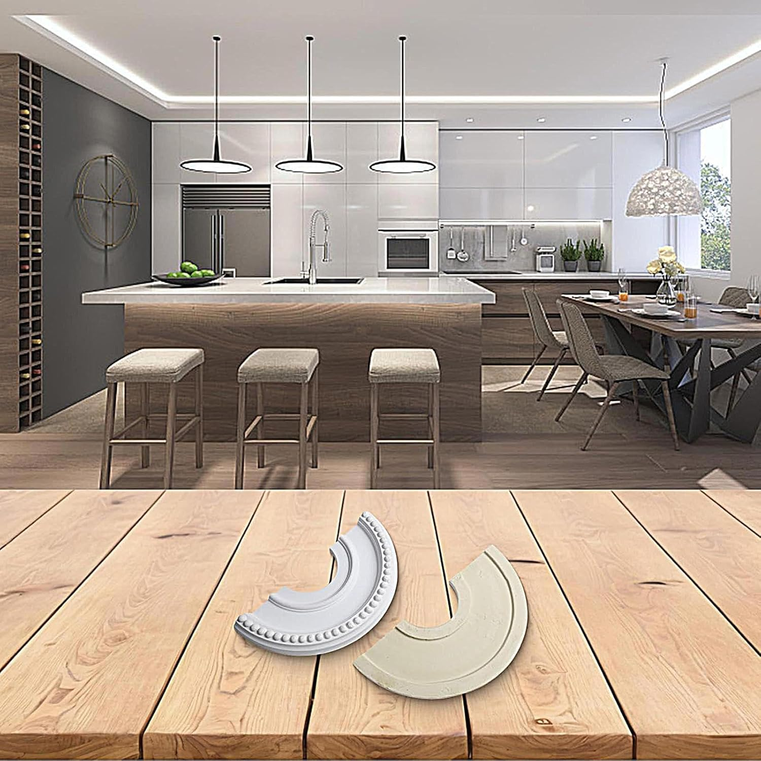 Qfdiwr Ceiling Hole Cover, Ceiling Fan Cover, round Panel PU Inner Diameter 10 Cm Outdoor 31.5 Cm for Basements, Technical Facilities, Schools image number 2