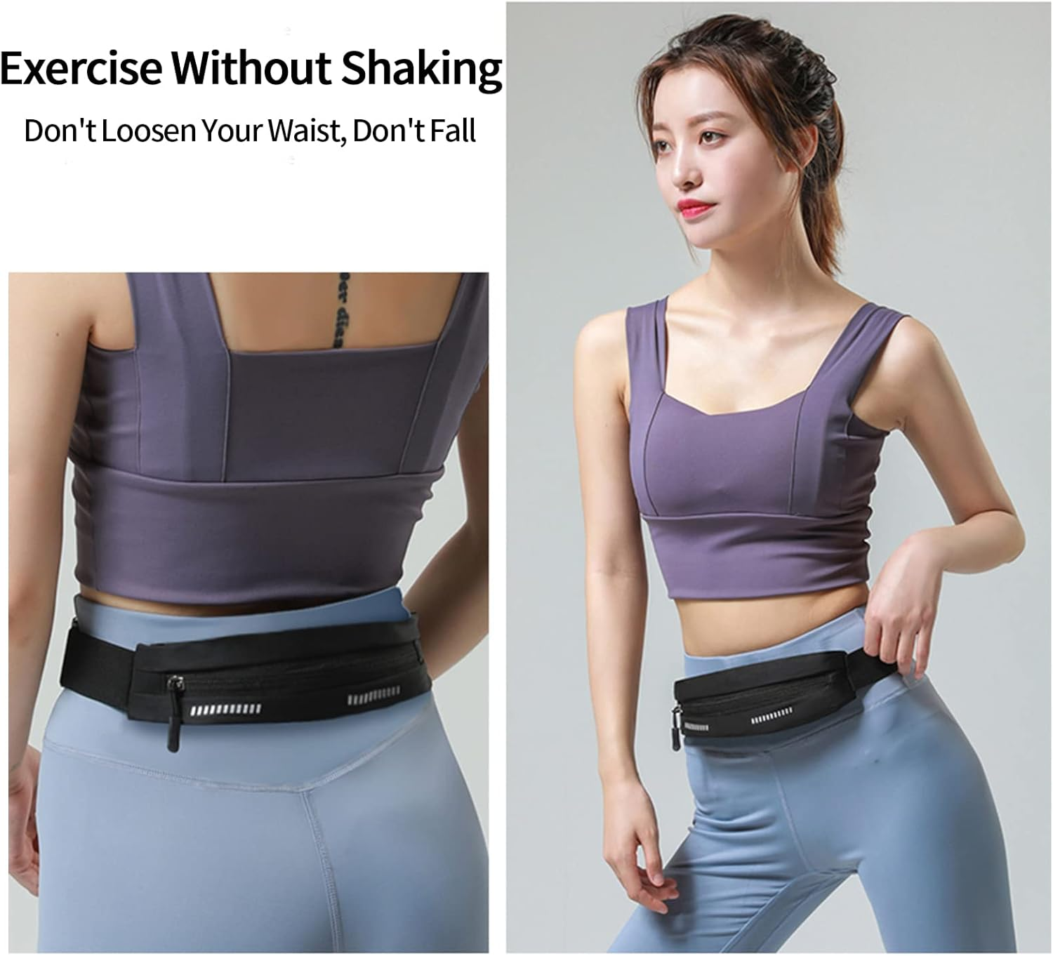 Slim Running Belt Fanny Pack, Exercise Waist Pack for Women and Men, Runners Fanny Pack Phone Holder, Waist Belt for Workout Jogging Hiking Cycling, Money Belt Running Gear Accessories (Black) image number 4