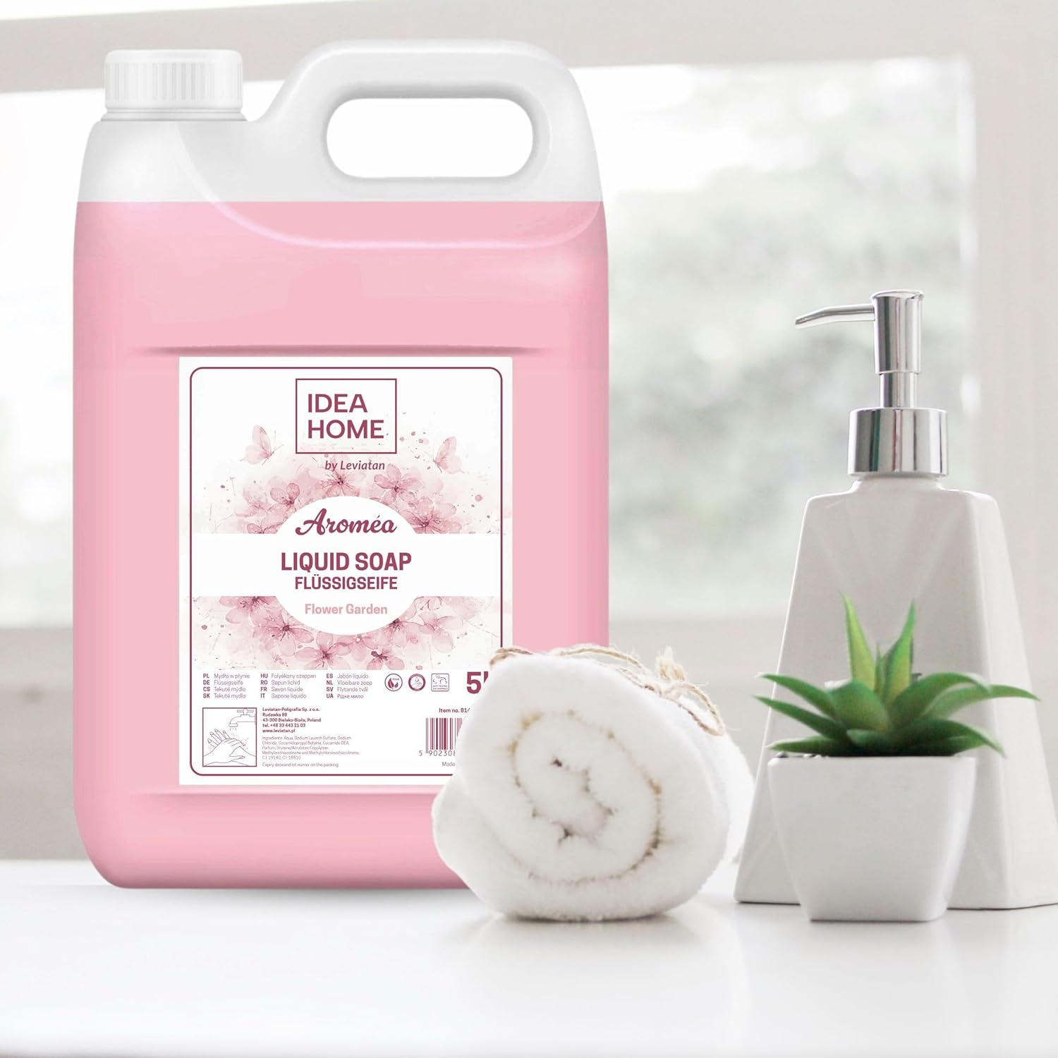 Idea Home AROM&Eacute;A Flower Garden Liquid Soap 5L Bulk Pack | Refill Canister for Soap Dispenser & Dispenser | Nourishing Hand Soap with Floral Fragrance image number 2