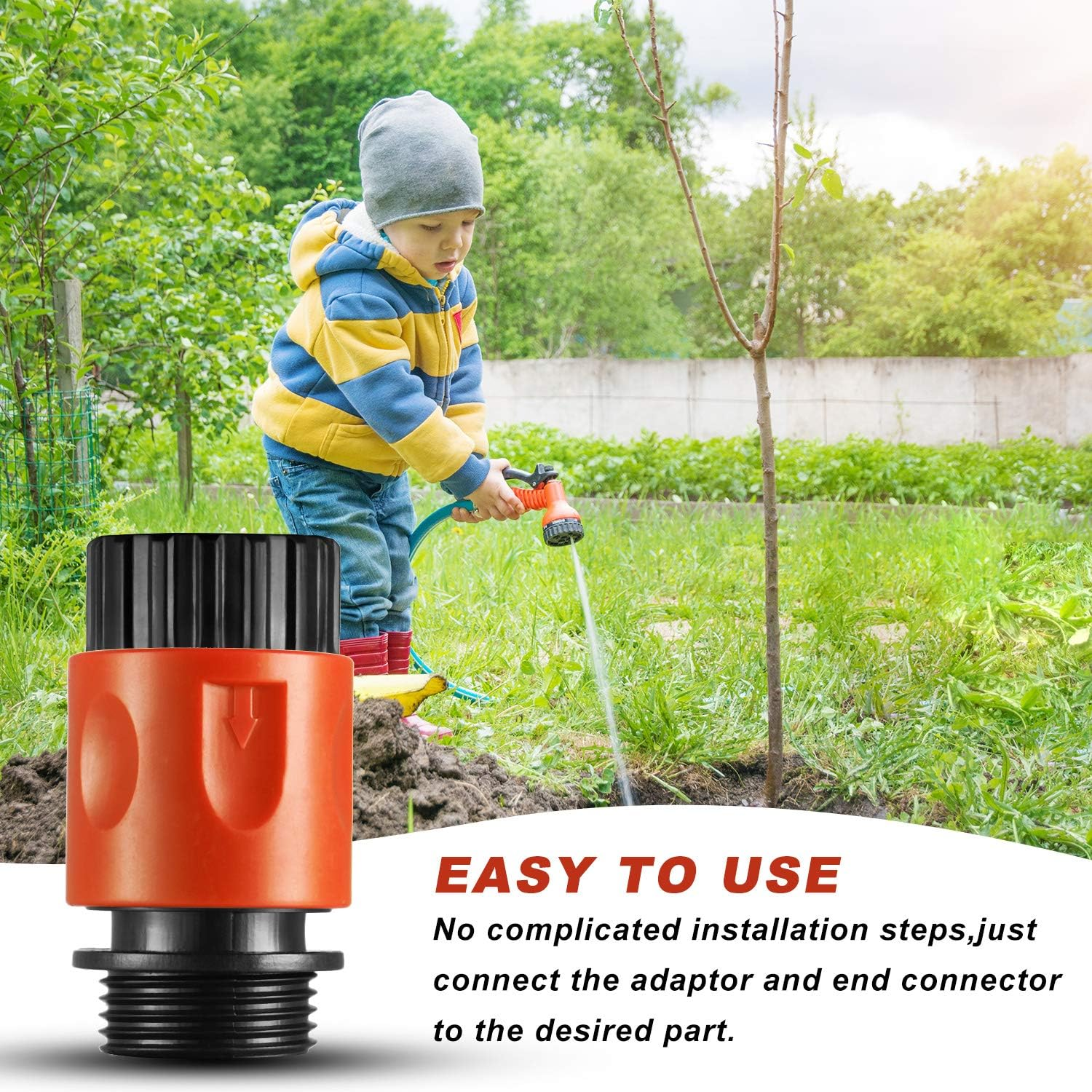 16 Pieces Garden Hose Quick Connector 3/4 Inch Plastic Water Hose Fittings Male and Female Connectors End Adapters with 10 Pieces Rubber Gaskets(Red, Black) image number 2