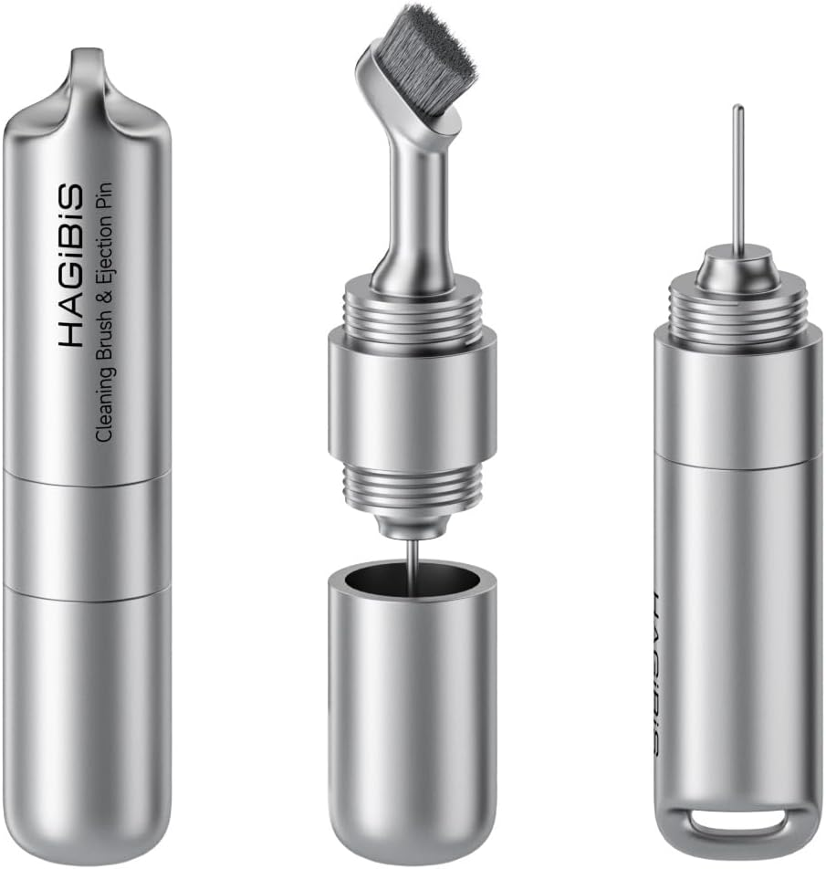 Hagibis SIM Card Tray Removal Tool with Cleaning Brush, 2 in 1 EDC Portable Keychain Eject Pins Reset Needle Opener Cleaning Pen for Iphone Airpods Pro image number 3