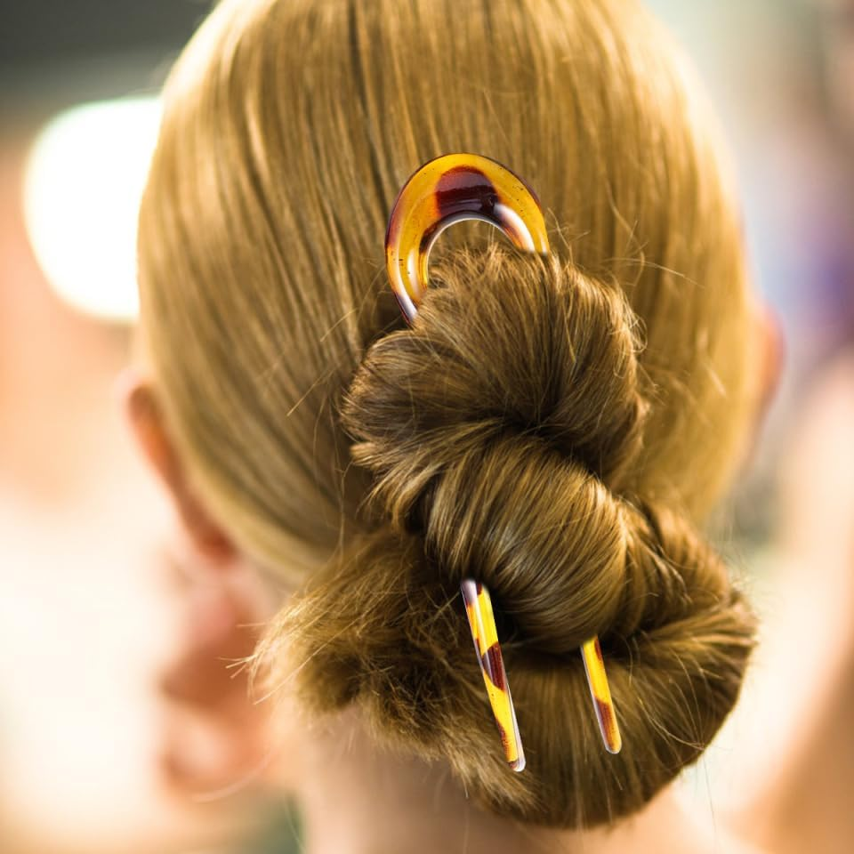 3Pcs U-Shaped Resin Hairpin Clips for Women Unique Design for Long Thick Hair Stylish Hair Accessories for All Types and Colors for Various Occasions image number 1