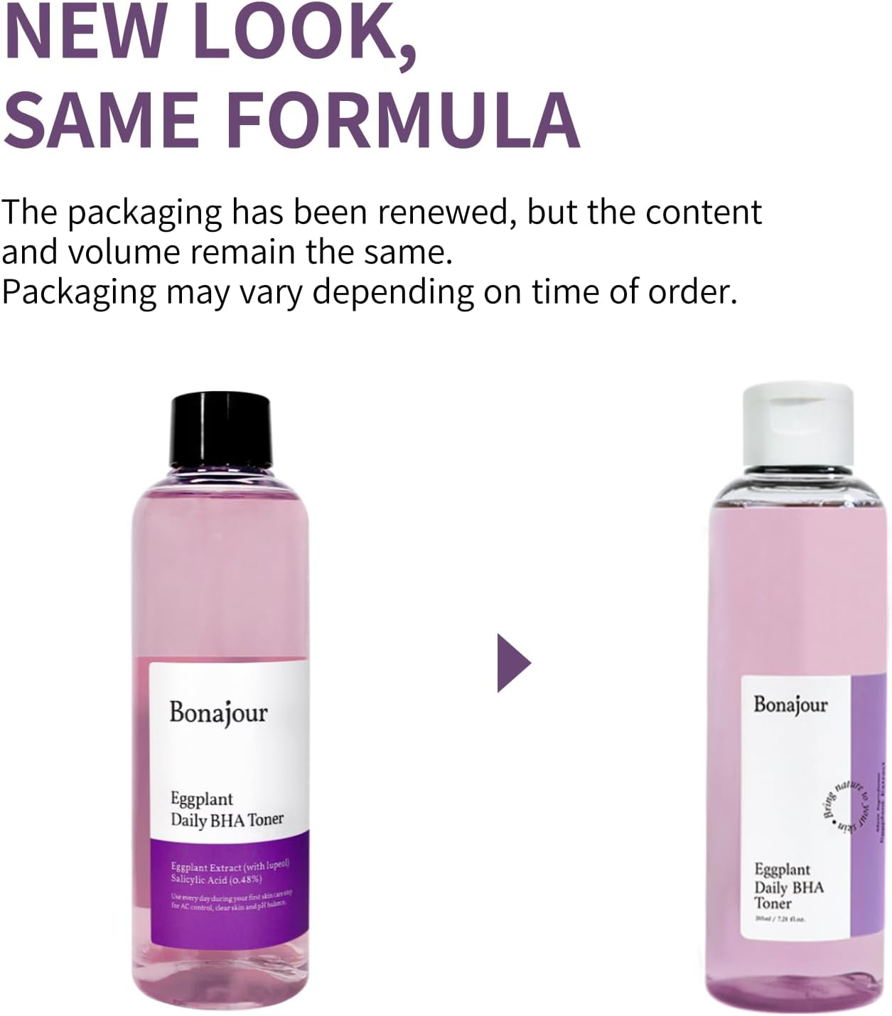 [BONAJOUR] Eggplant Daily BHA Toner &ndash; Korean Salicylic Acid Face Toner for Acne Treatment, Gentle Exfoliating & Pore Care, Vegan K-Beauty Skincare 205Ml