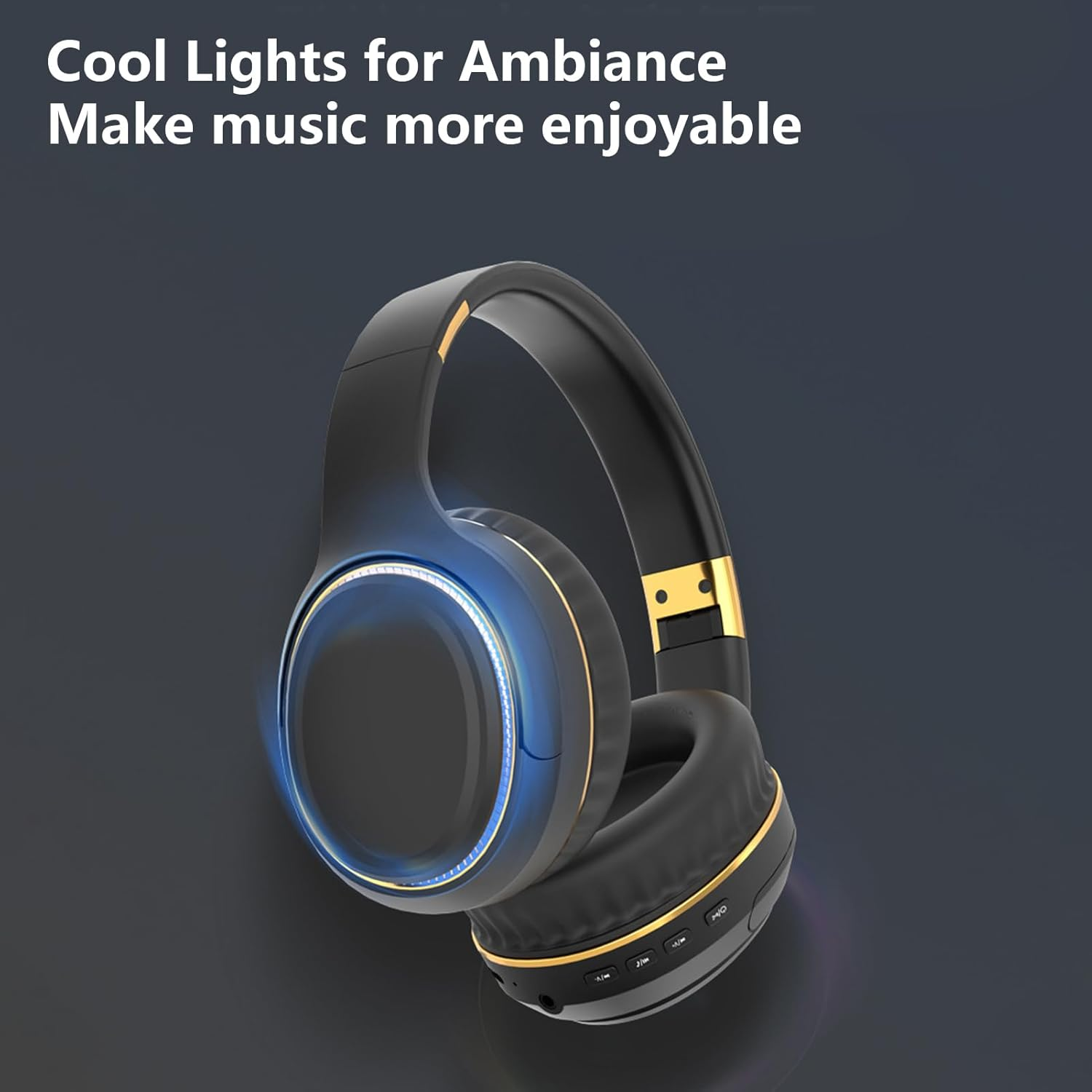 Noise Cancelling Headphones,Wireless Game Earphones | Folding Bass Headphones with Stereo Sound and Mood Light for Workout Daily Commuting Work Travel Airplane image number 5