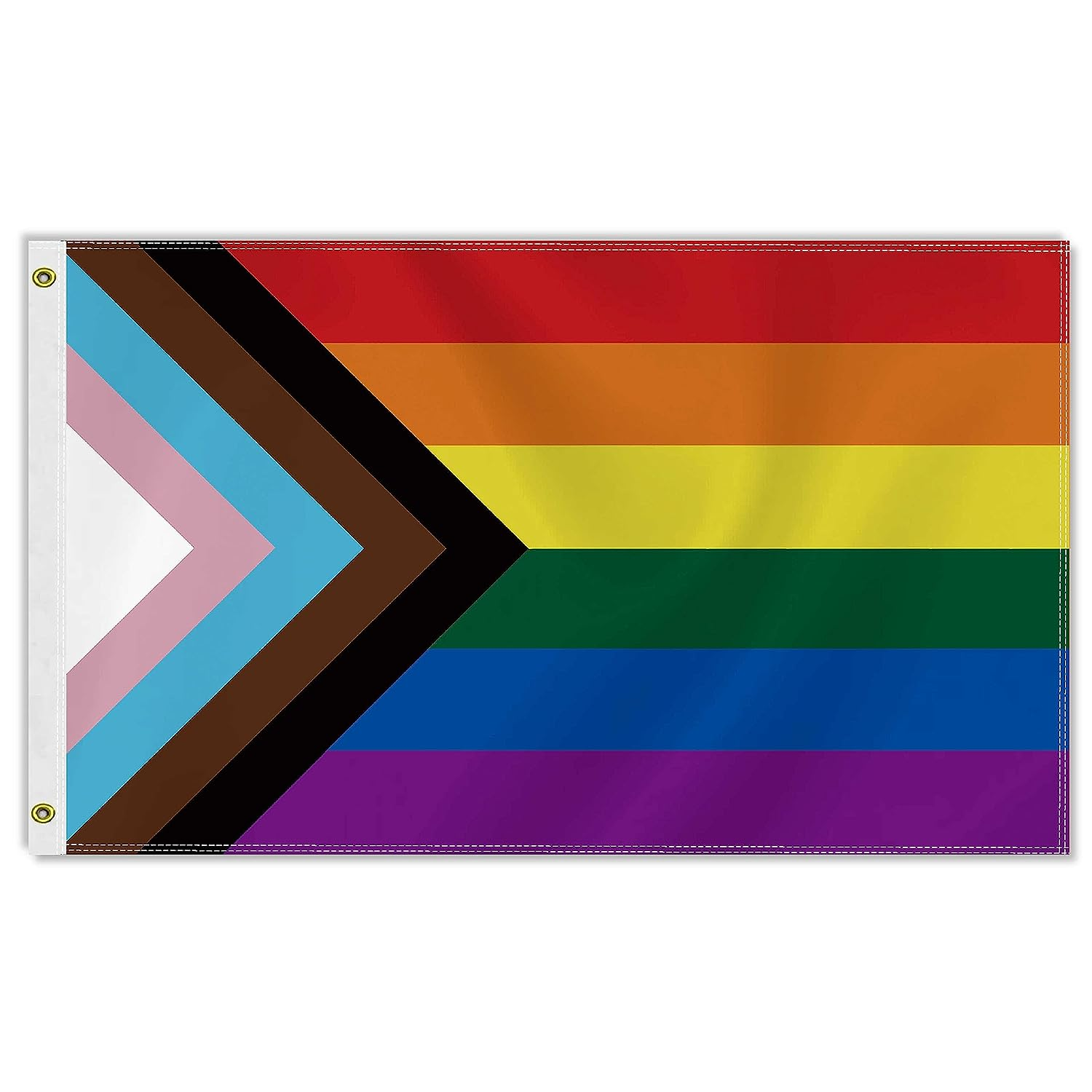Large Progress Pride Flag,3X5 FT Lgbtq Rainbow 75D Outdoor Banner,Inclusive Lgbt Gay Lesbian Decor for Garden Yard Car Truck with Brass Grommet image number 4