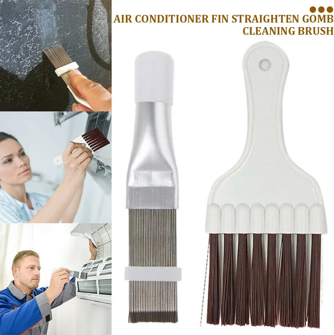 OIGWBPH 2 X Condenser Cleaning Comb, Air Conditioning Condenser Fin Comb, Lamellar Comb, Stainless Steel Fin Cleaning Brush, Evaporator Cooler Repair Tool image number 5