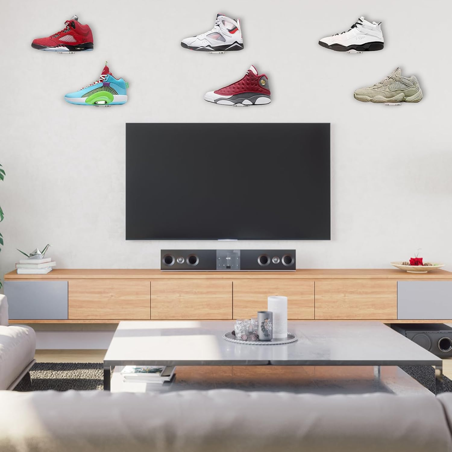 Floating Shoe Shelves for Wall-6 Pack Sneaker Shelves-Levitating Shoe Display Stand Acrylic Sneaker Wall Hanger,Shoe Organizer Holder Wall Mount for Sneaker Collection Shoe Box image number 5