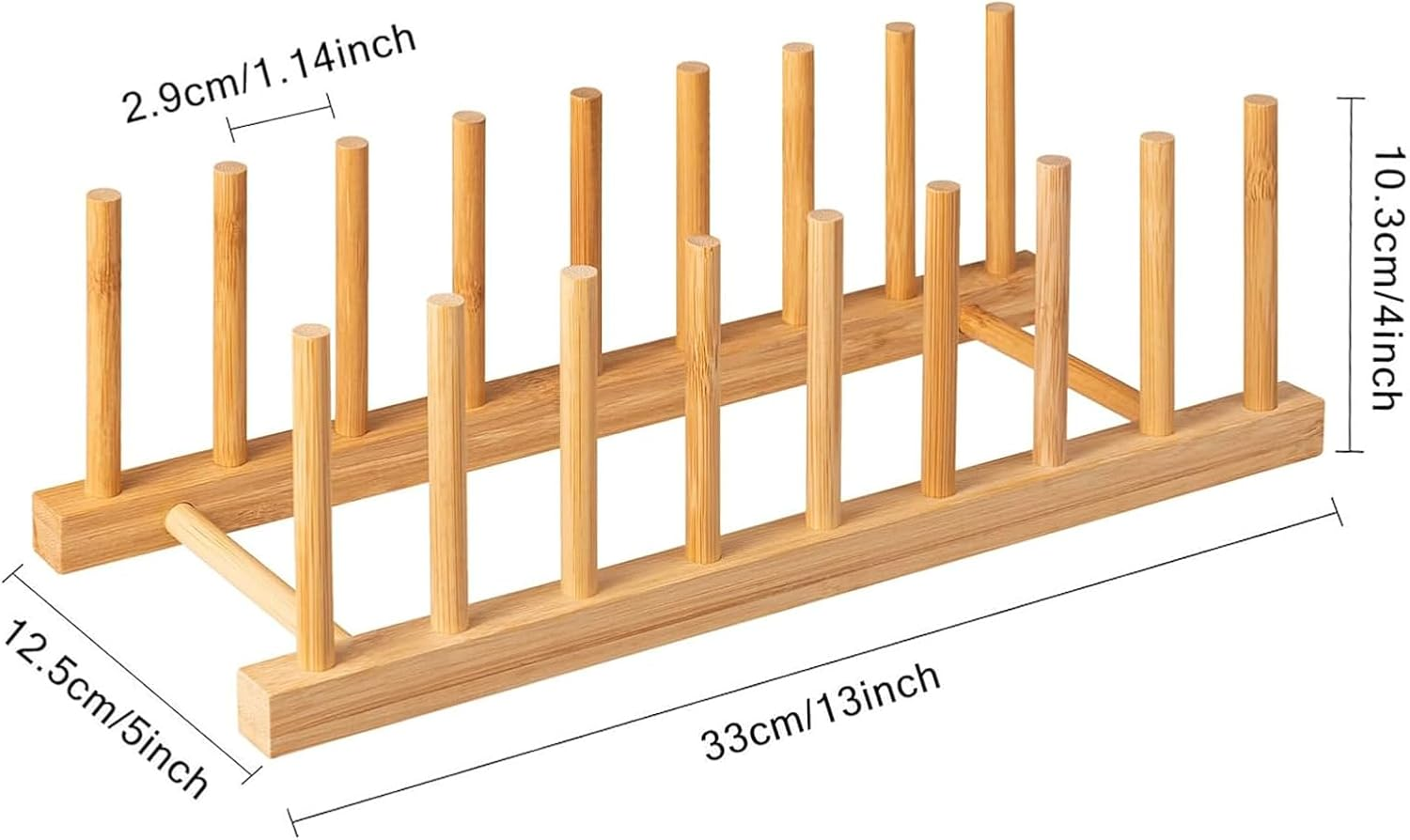 Hblife Bamboo Dish Plate Bowl Cup Book Pot Lid Cutting Board Drying Rack Stand Drainer Storage Holder Organizer Kitchen Cabinet（Keep Dry） image number 1