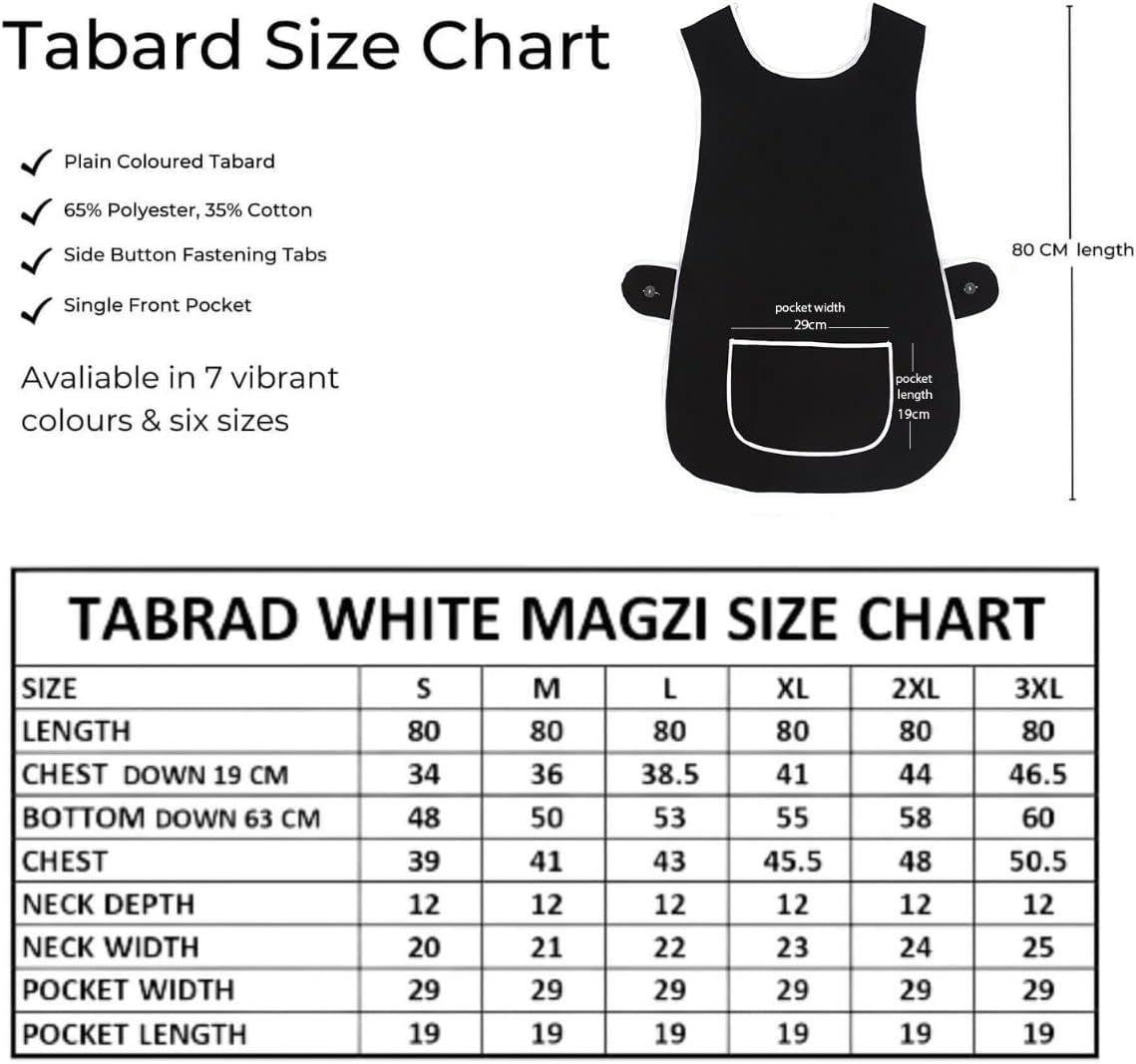 BITALY Universal Ladies Women Black Colour Tabard Apron Overall Kitchen Catering Cleaning Bar Pocket image number 5