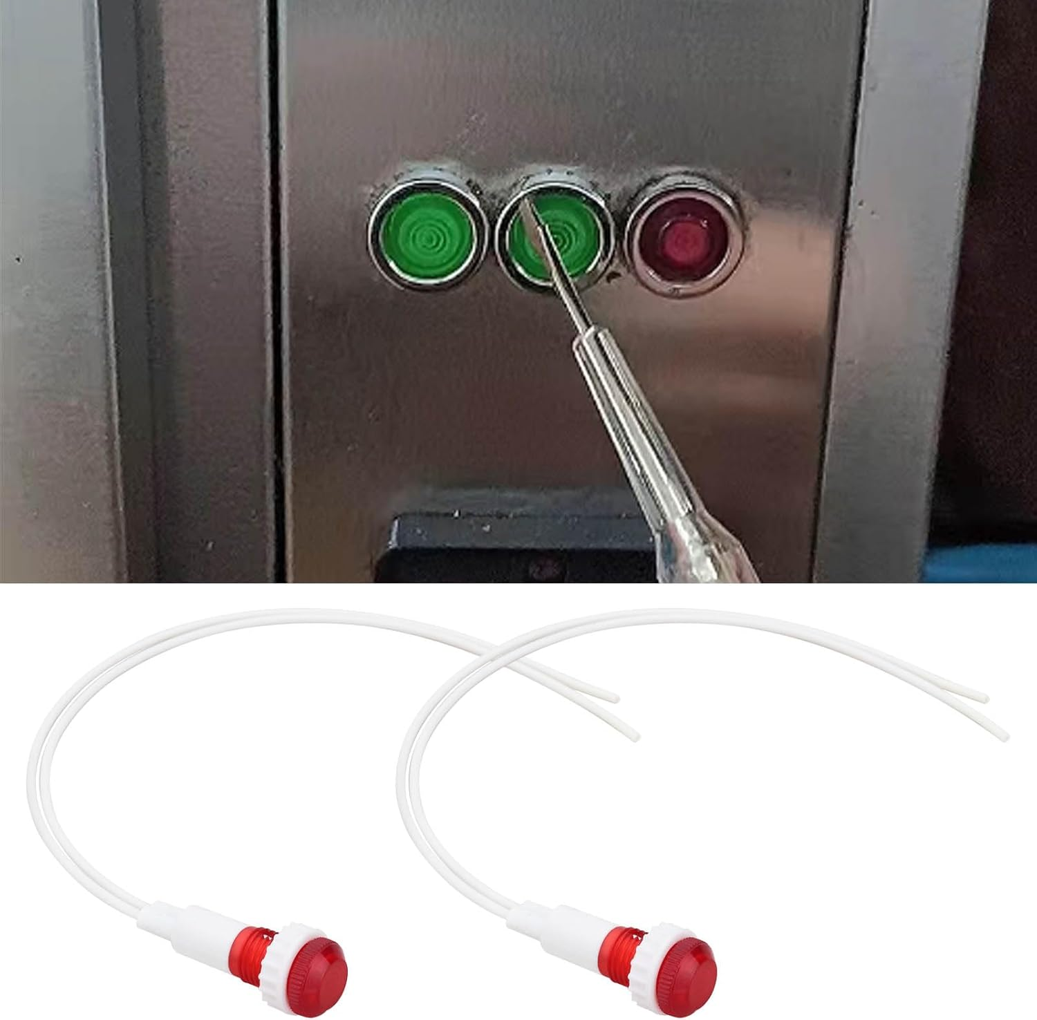 Ecsing 10PCS Red Neon Indicator Lamps 6W 220-240V Mounting Hole 10Mm 36.1X12.7Mm Wire Length 20Cm Neon Warning Lamps for Automotive and Marine Equipment image number 2