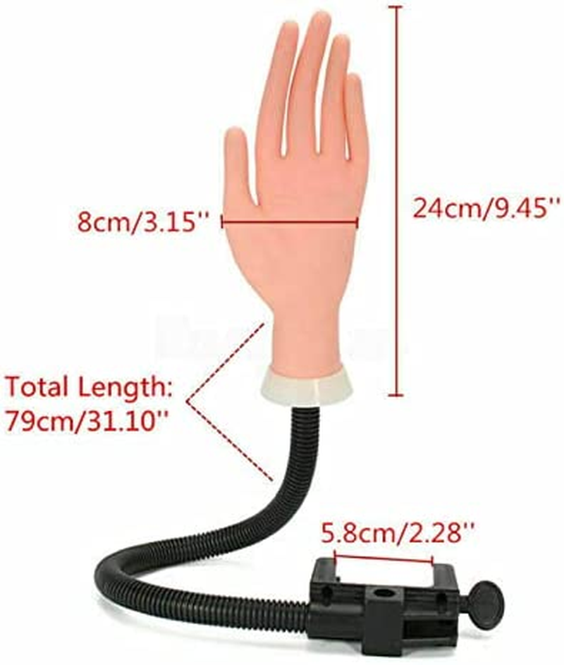 Flexible Nail Art Practice Training Model Trainer Hand Refit Replace Tip (Nail Trainer B + 500 False Nail Tips)