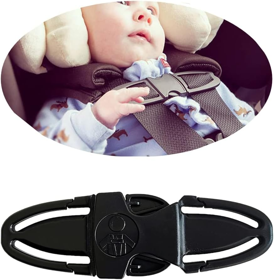 Universal Child Car Seat Chest Harness Clip Universal Safer Belt Clip Buckle Lock Stroller Chest Clip Adjustable Guard for Baby and Kids (Light Black) - Black-2 image number 6
