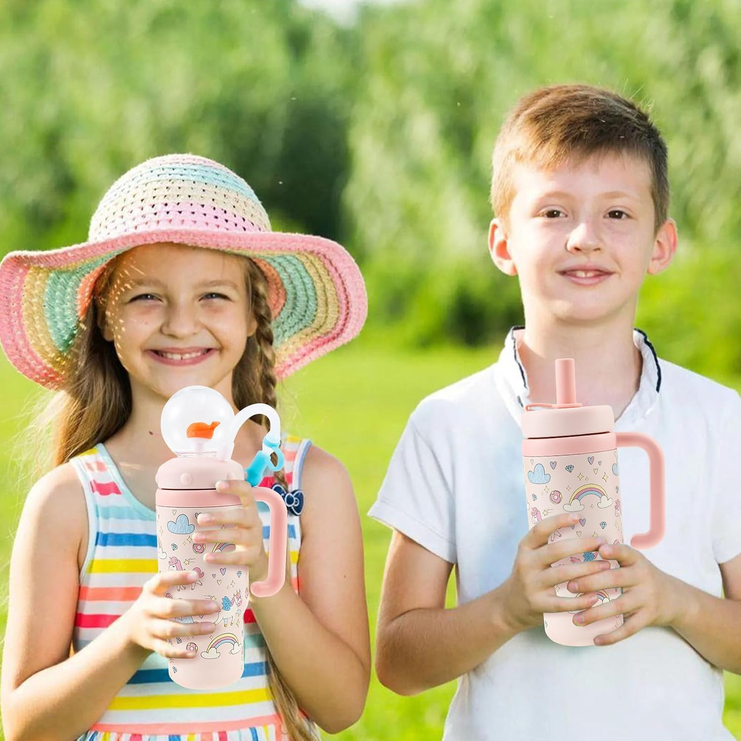 Hnvdkln 24Oz Stainless Steel Whale Fountain Tumbler, Whale Squirt Insulated Travel Tumblers with Lids and Straws, Leakproof Drinking Cup Cute for Kids Teens Adults (Pink) image number 3