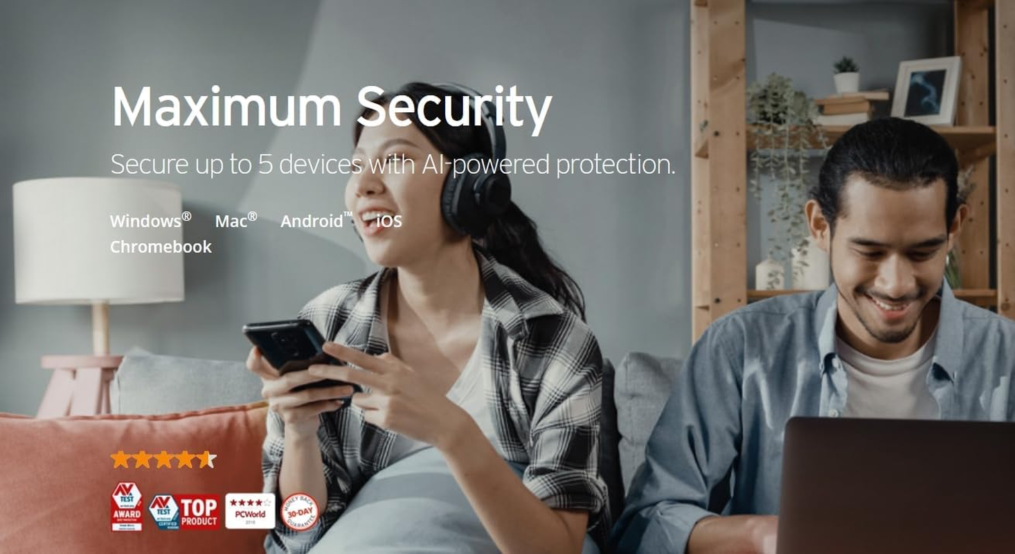 Trend Micro Maximum Security Multi-Language for PC, Mac, Android and Ios Product Key Card Windows10, 11 5 Devices, 3 Years image number 1