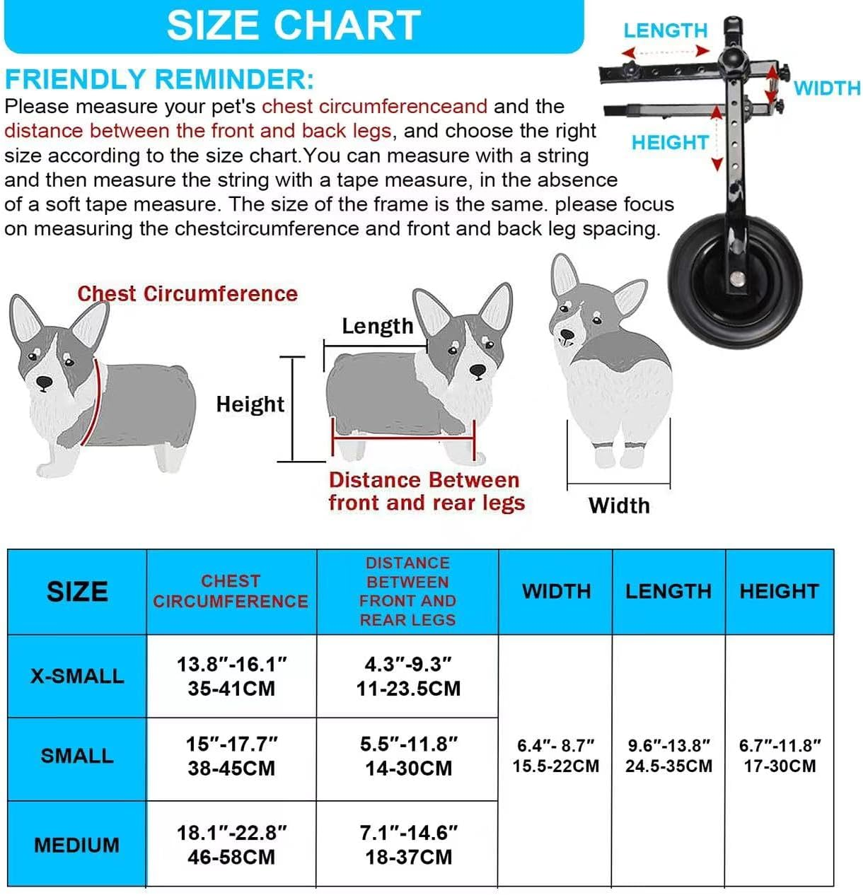 Celestaura Dog Wheelchair for Back Legs, Dog Wheelchair Cart, Doggy/Cat Wheelchair with Disabled Hind Legs Walking, Mobility Aids for Small Pets Hind Limbs, Dog Carts with Wheels, Light Weight,S image number 6