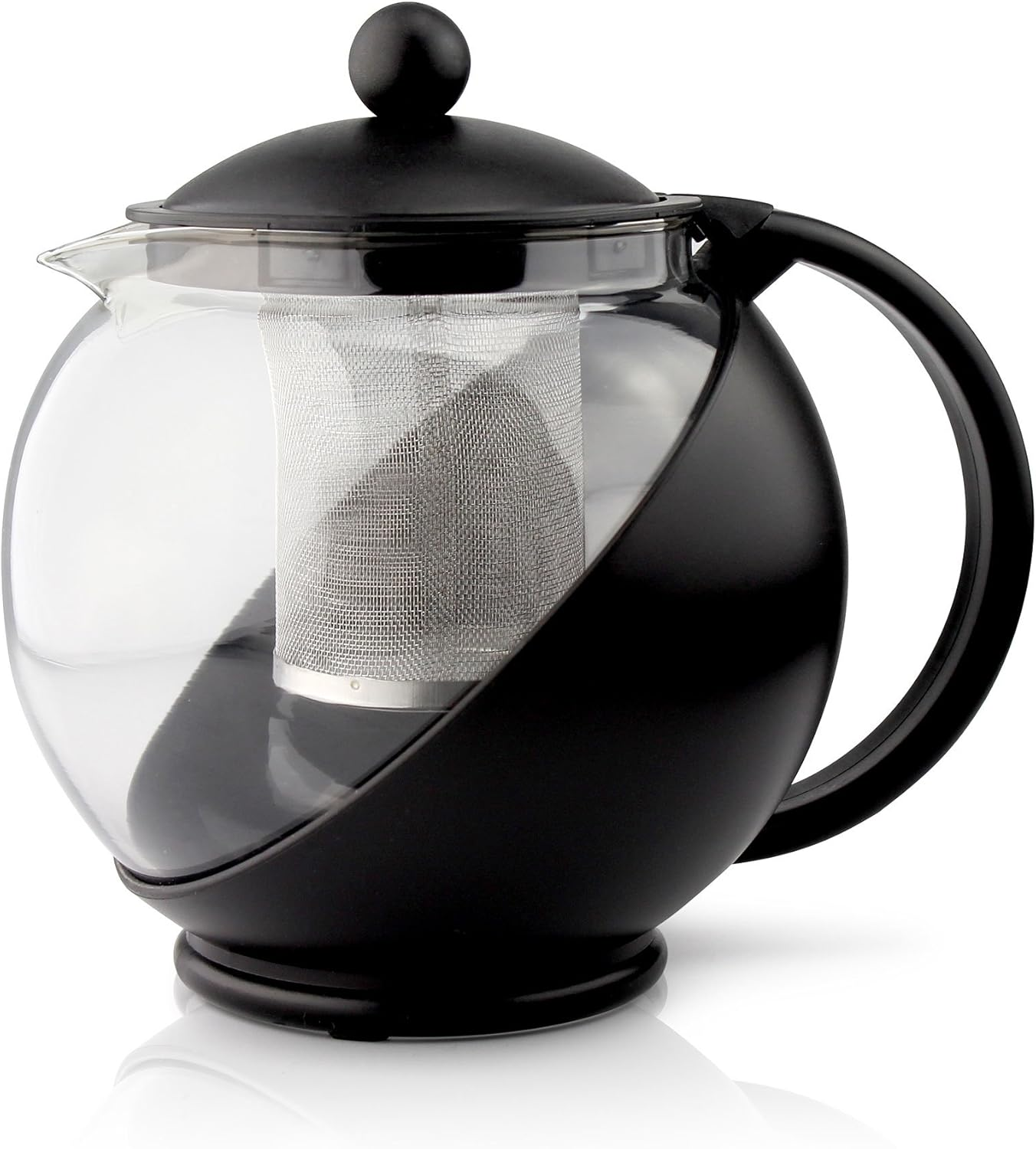 Caf&eacute; Ole Everyday round Tea Pot Infuser Basket Glass Teapot Loose Leaf, Black, 700 Ml/24 Oz image number 3
