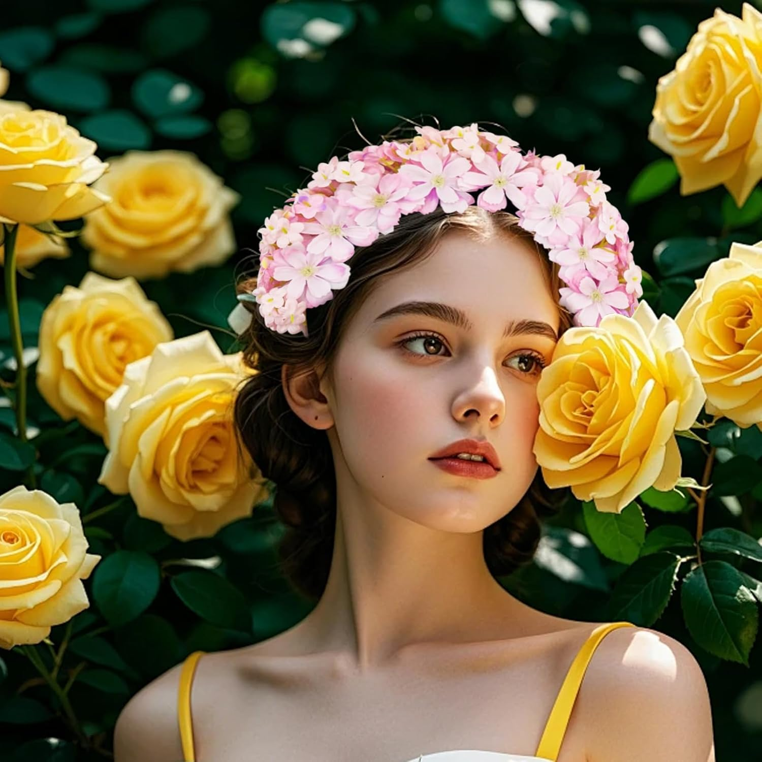 FOSDICK Headband Dirndl Flowers, Flower Wreath Hair, Flower Crown Women'S Girls Headpiece, Flower Hair Band, Floral Hair Accessories, Flowers Hair Wreath, for Festival, Party, Travel Photography, image number 3