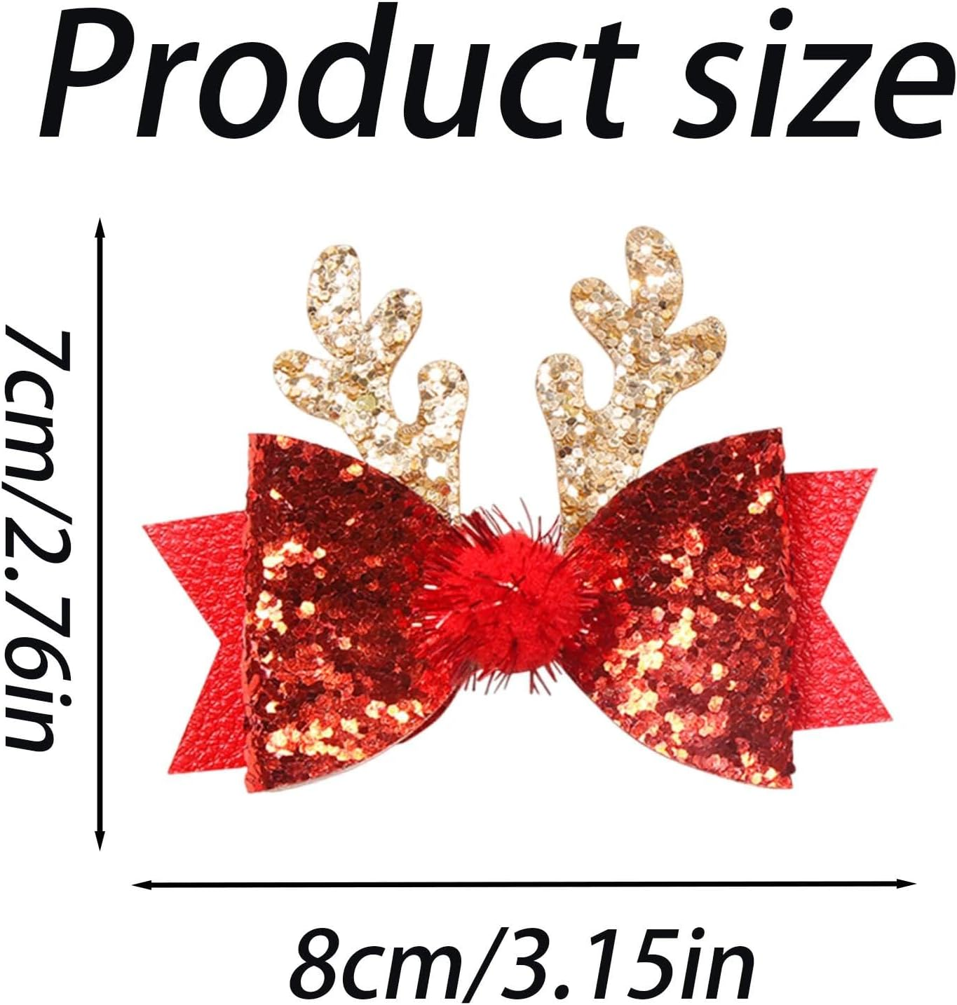 Dinghaole 6Pcs Christmas Hair Accessory Set - Bow Hair Clip, Christmas Reindeer Antler Headband, Suitable for Holiday Parties and Holiday Styles (Red and Gold) image number 6