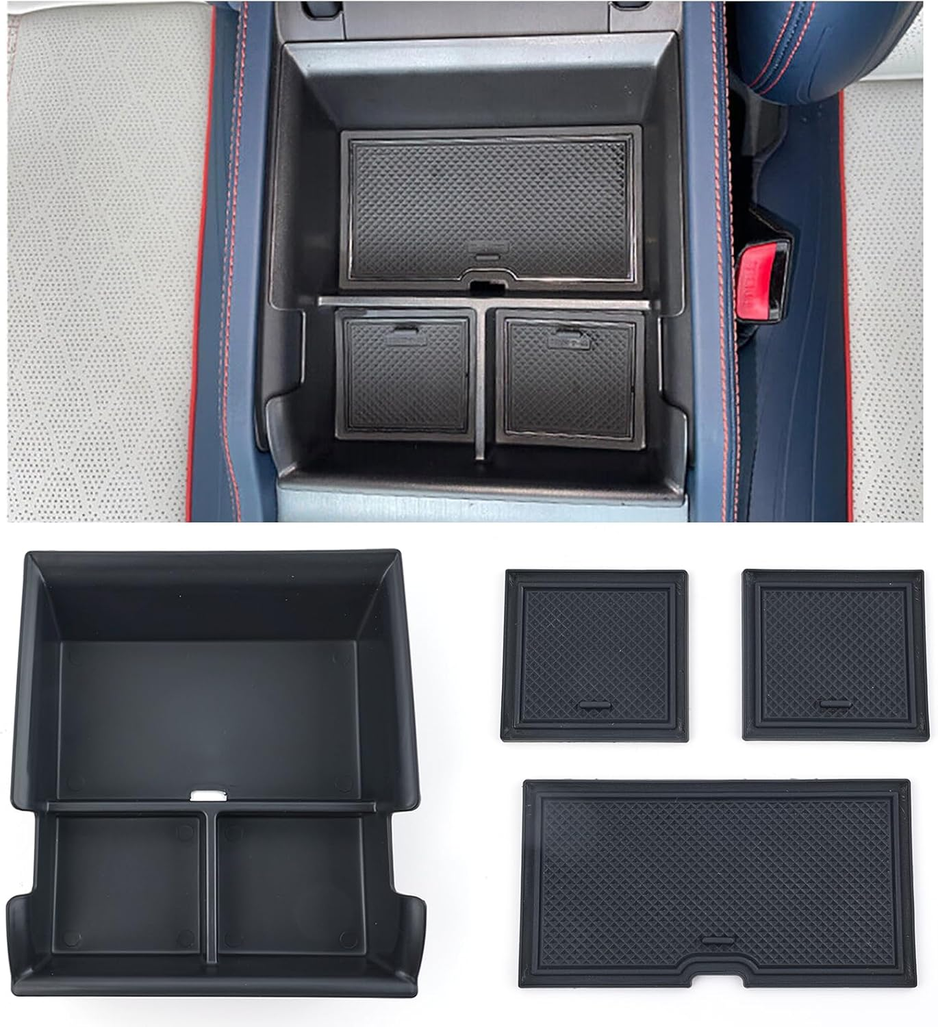 AUTOXBERT for BYD Yuan plus BYD Atto3 2022-2024 Console Organizer Tray Armrest Storage Box with Non-Slip Mats BYD Accessories image number 5