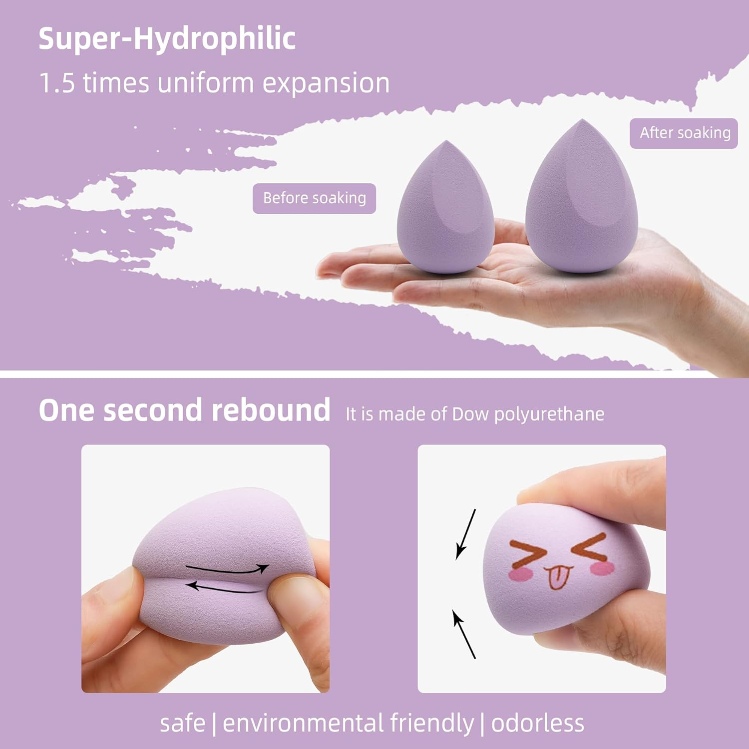 COSTICA Makeup Sponge, 8 Pcs Beauty Blender for Foundation Blending Sponge, Multi-Colored Makeup Blender with Storage Box, Flawless for Liquid Cream and Powder image number 4