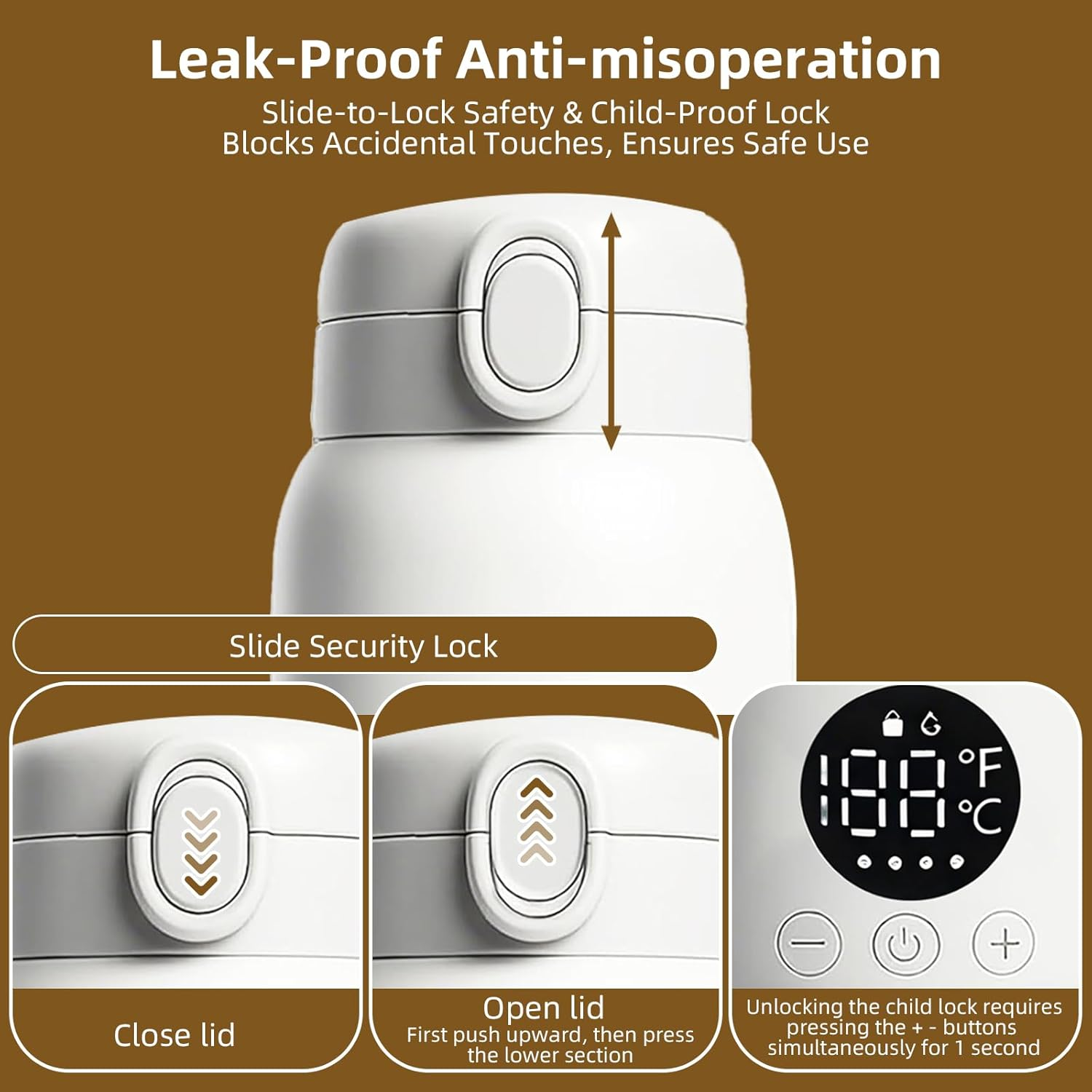 Bottle Warmer for Travel - 500ML Baby Bottle Warmer with 2-Min Heating, Precise Temp Control (98&deg;F-158&deg;F) & IPX6 Waterproof Design | Bottle Warmer On-The-Go for Car, Airplane, Outdoor image number 6