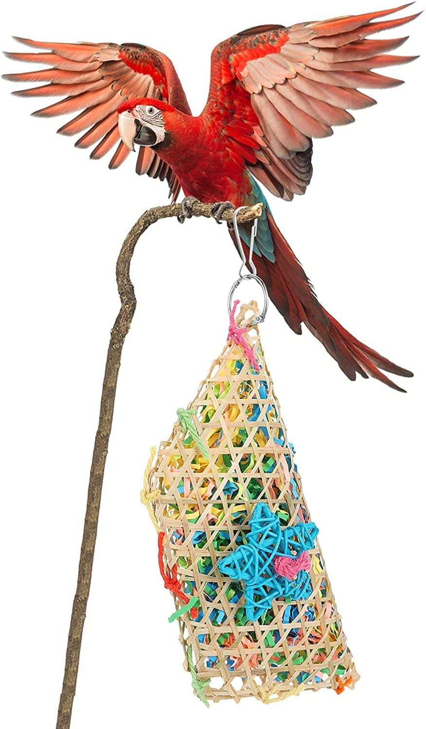 Bird Foraging Toy,3Pcs Bird Shredding Toys, Chewing Toys Parrot Cage Shredder Toy Rattan Cage Foraging Hanging Toyy for Parakeets Cockatiels Conures (Random Color) image number 1