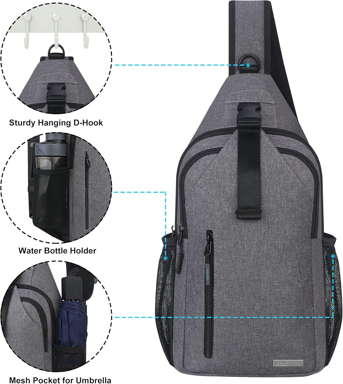 Lacdo Lightweight Hiking Daypack Sling Backpack Crossbody Shoulder Bag Chest Bag image number 1