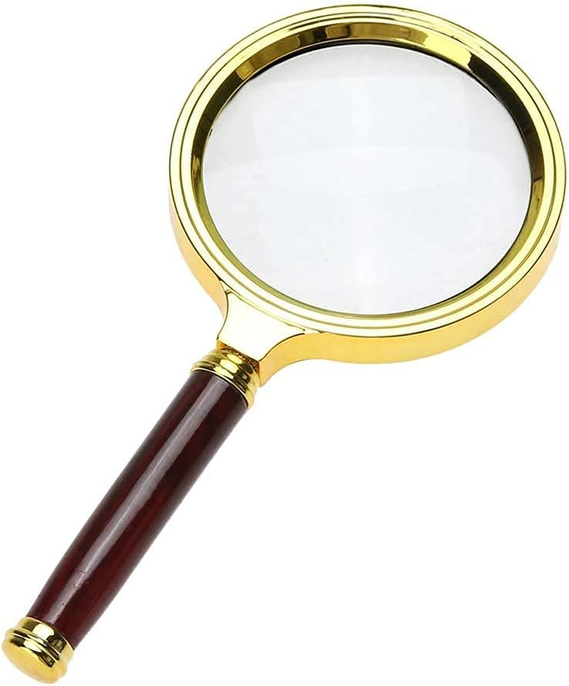 Magnifying Glass 6X + 8X Magnification Magnifier Handheld Magnifier for Science, Reading Book, Inspection. (6X Gold)
