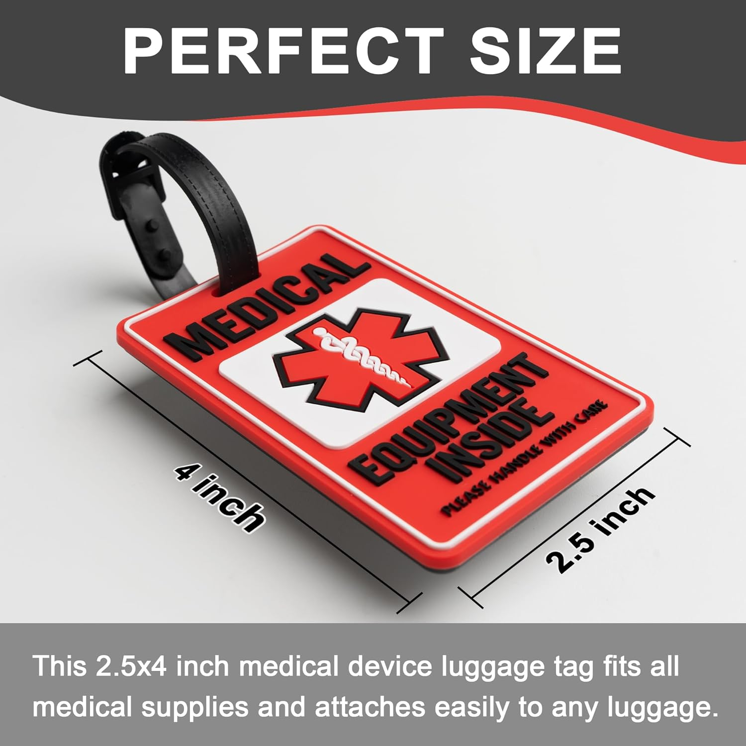 Medical Equipment Luggage Tag for CPAP/BIPAP Red 1Pk Multi Functional Medical Device Luggage Medical ID Alert Tag for Carry on & Supply Bag Travel Supplies Bag Tag image number 5