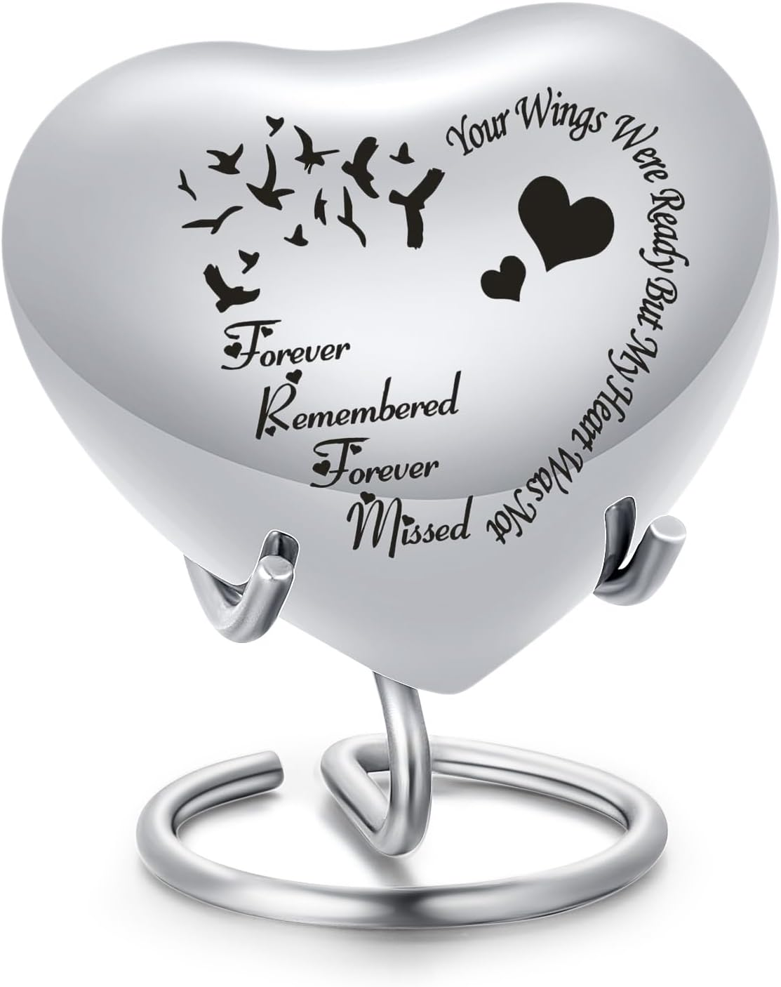 AIWENXI Pet Urn Memorial Container Jar Pot Urn Memorials Keepsake Pet Dog Cat Urn Mini Urn Memorial Urn for Cremation Ashes (Wings Silver)