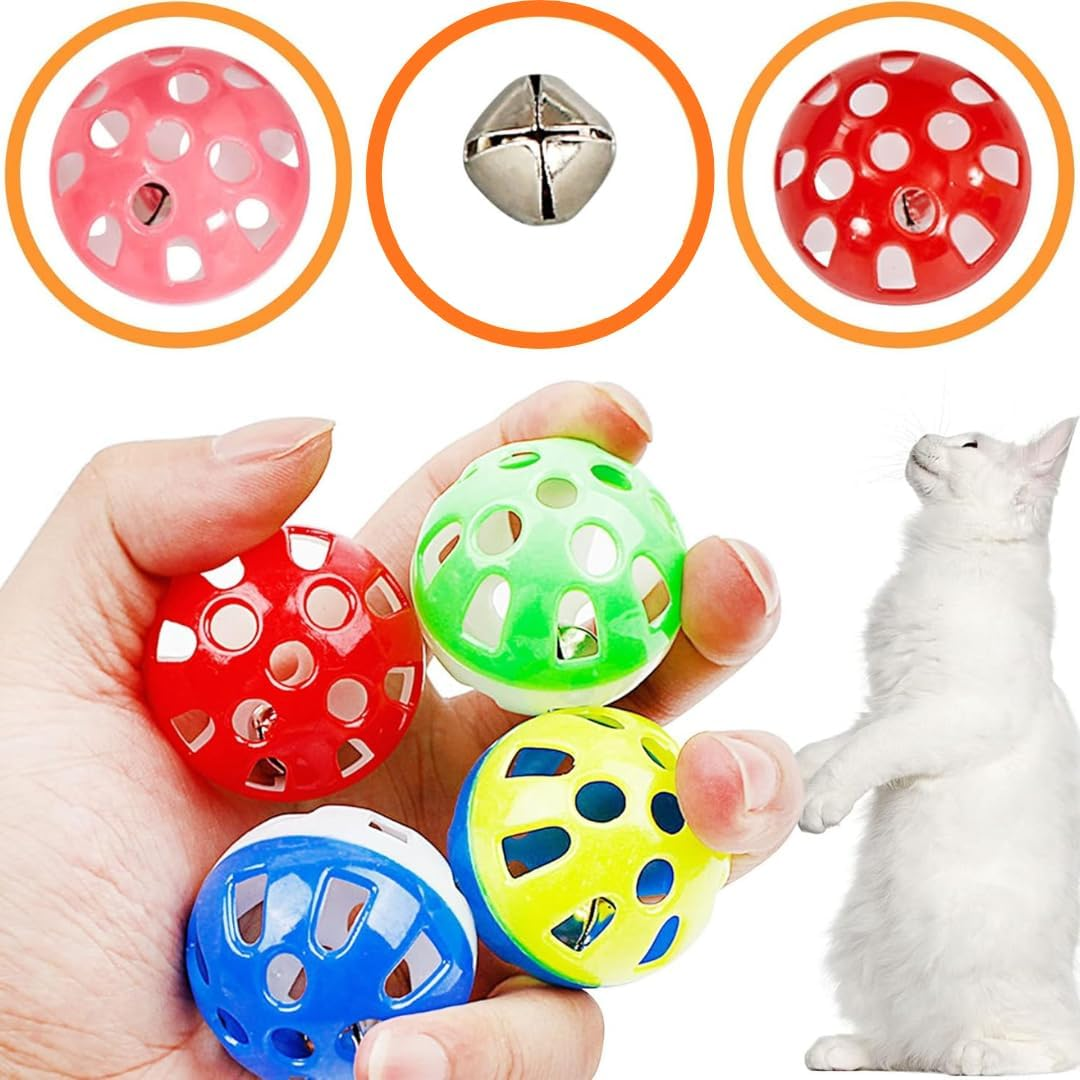 PARENCE - Set of 6 Play Balls for Cats 4 Cm - Interactive Toy with Bell - Accessories for Fun and Exercise Kittens and Adults Cat image number 5