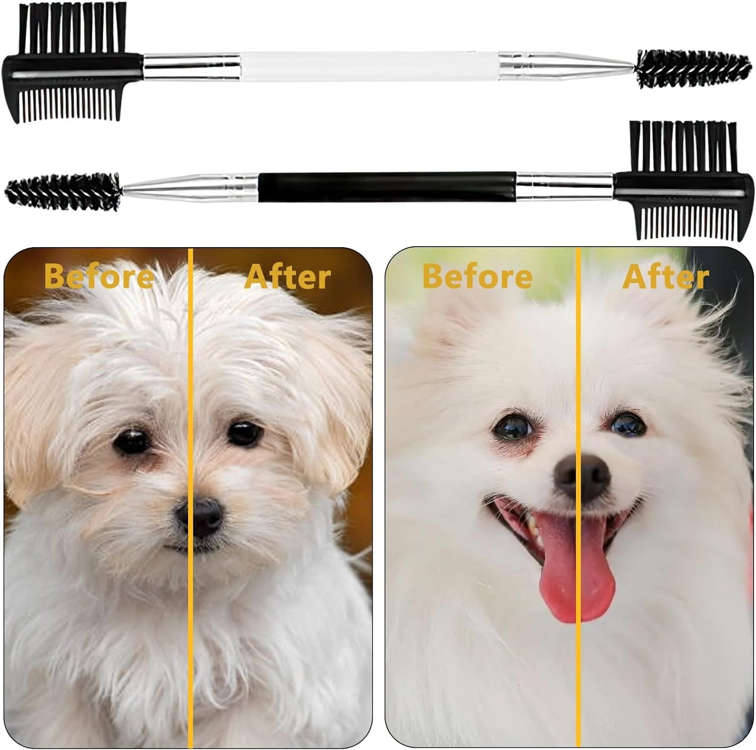 4Pcs Pet Tear Stain Remover Combs, Double-Head Dog Tear Comb Dog Eye Brush Dog Eye Cleaning Comb Brush Dog Facial Grooming Comb for Small Pet image number 4