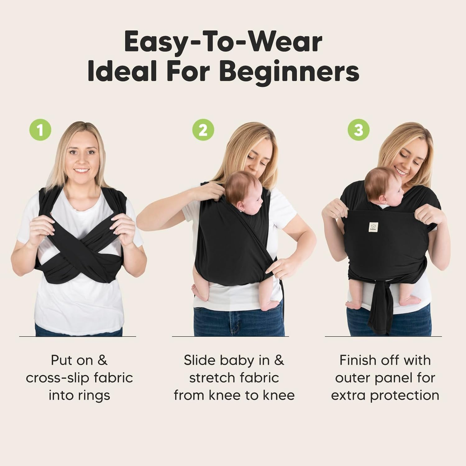 Keababies Baby Wrap Carrier Ring Sling - Easy to Wear, Adjustable D-Lite Baby Carrier Newborn to Toddler, Infant Carrying Shirt, Hands Free Bonding, Breathable Fabric Wearing Wrap (Stone Gray) image number 1