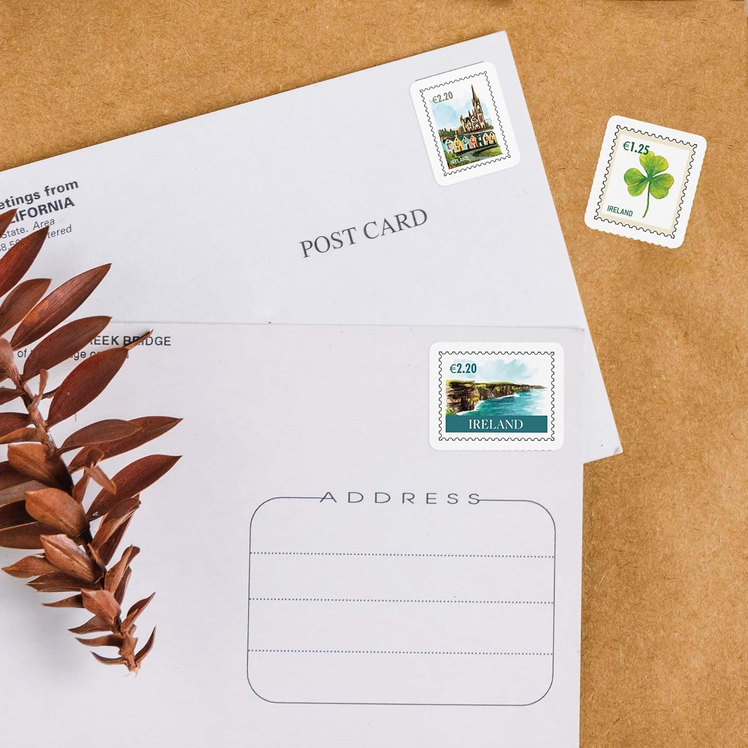 Navy Peony Emerald Ireland Travel Stickers (34Pcs) - Watercolor, Waterproof, Irish Themed Vacation Decals for Journals, Scrapbooks, Tumblers image number 5