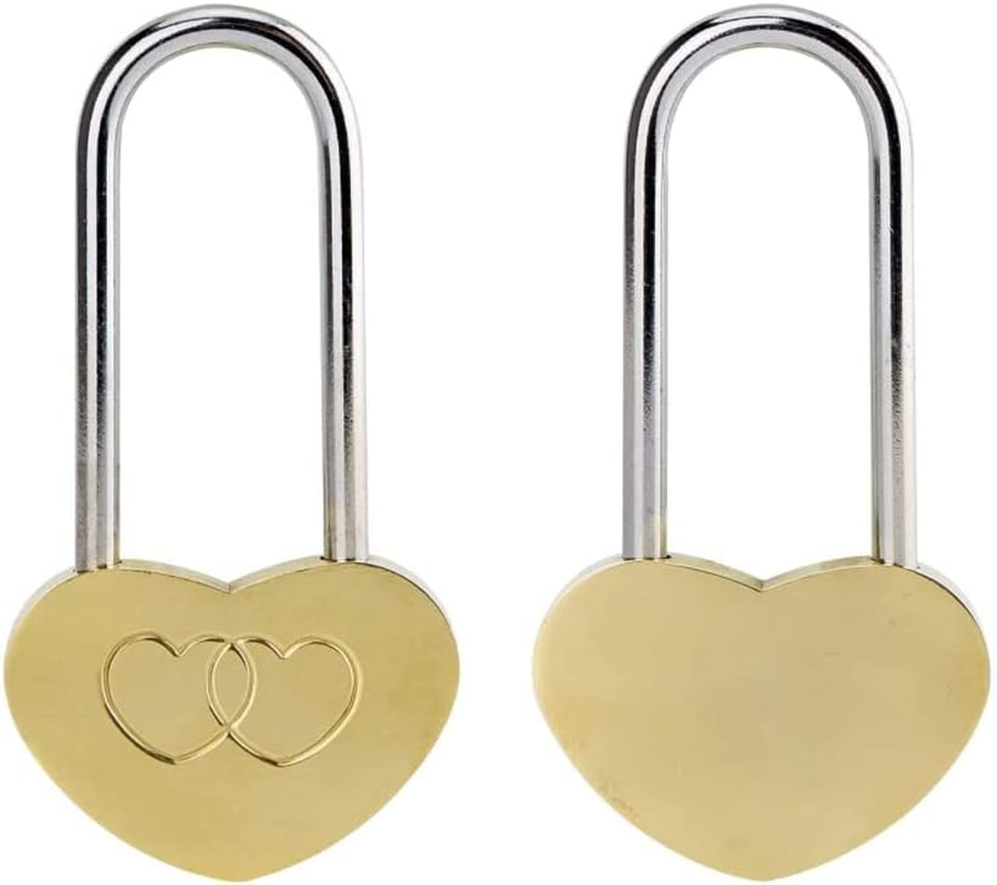 LIUSM 50Mm Double Heart Padlock,Love Lock without Key for Lovers Wedding,Valentines,Anniversary,Travel (NO Key) image number 1