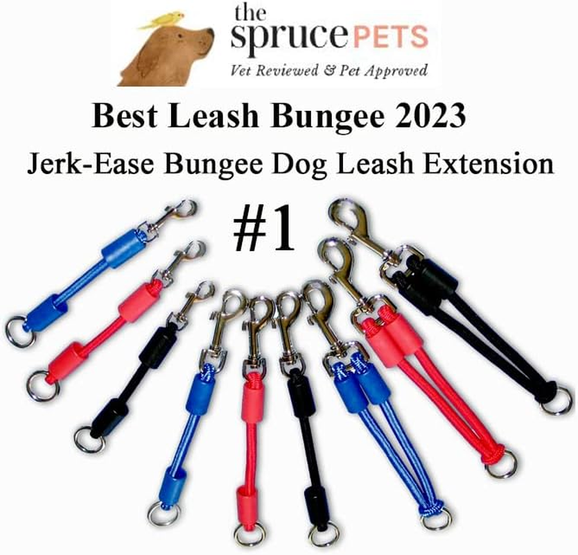 (Medium (Up to 27Kg), Black) - Jerk-Ease Bungee Dog Leash Extension - Patented Shock Absorber Protects You and Your Dog - Works with Any Leash & Collar (Or Harness) - a Must for Retractable Leashes - Click Size/Colour Below image number 5